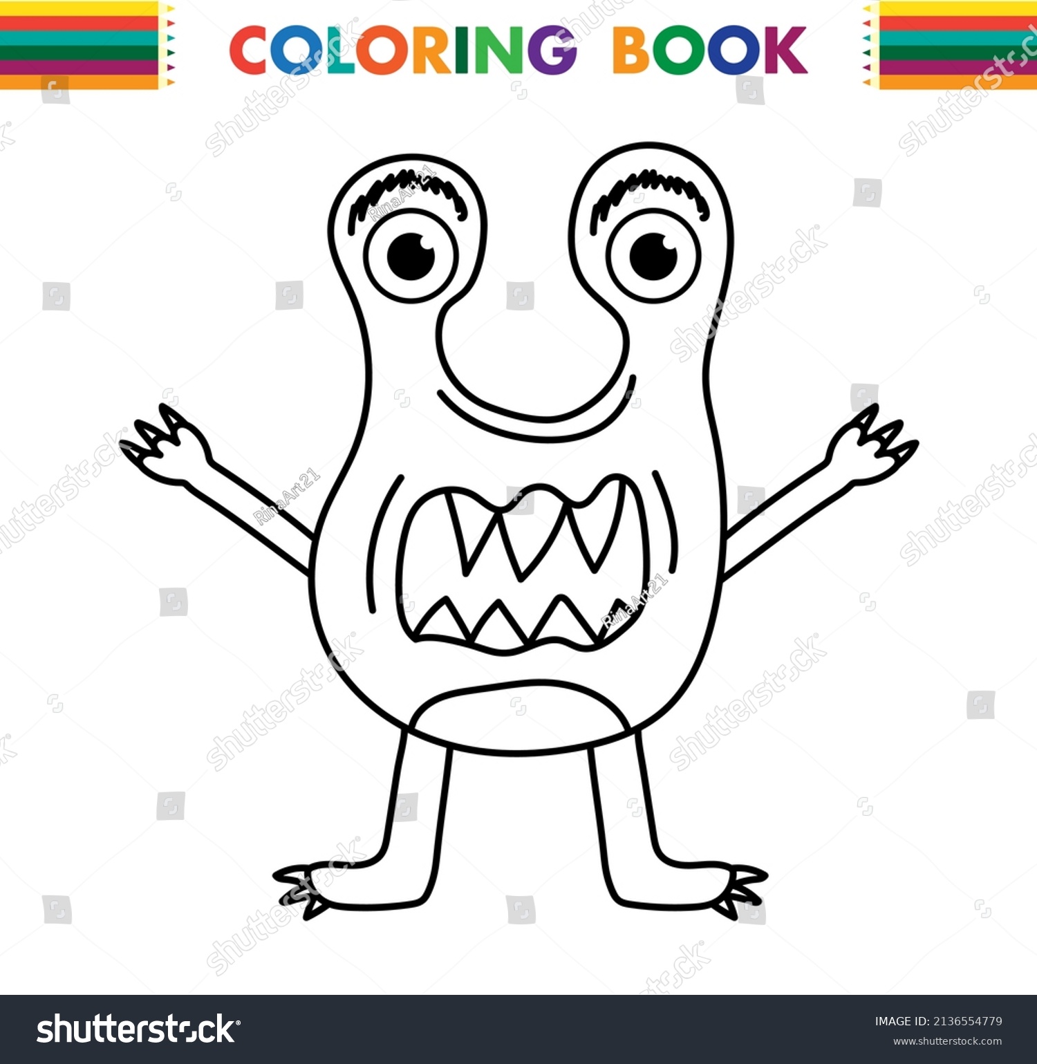 Coloring Book Cute Monster Amazing Vector Stock Vector (Royalty Free ...