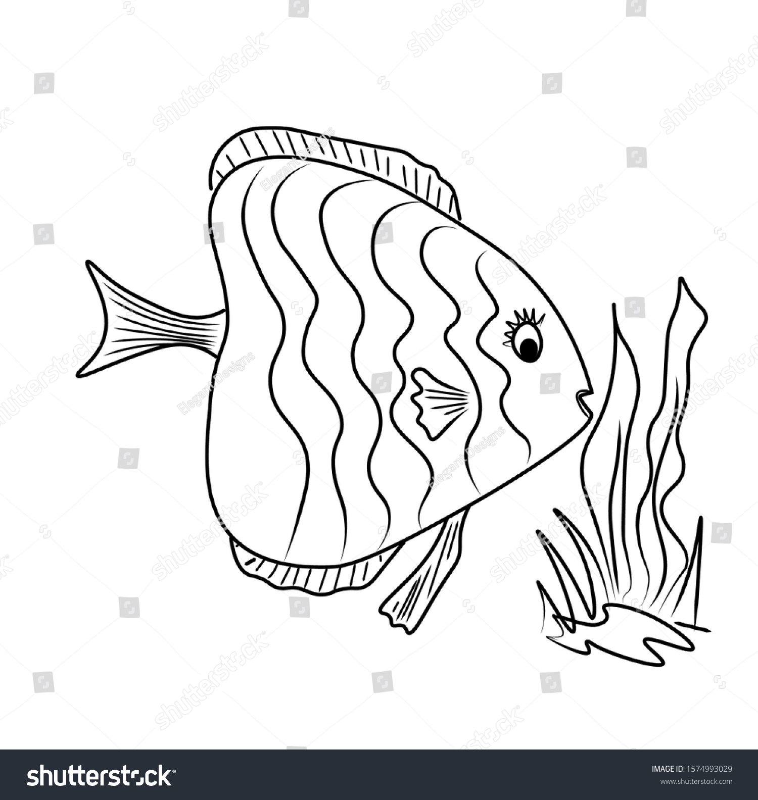 Coloring Book Fish Drawing Series Stock Vector (Royalty Free