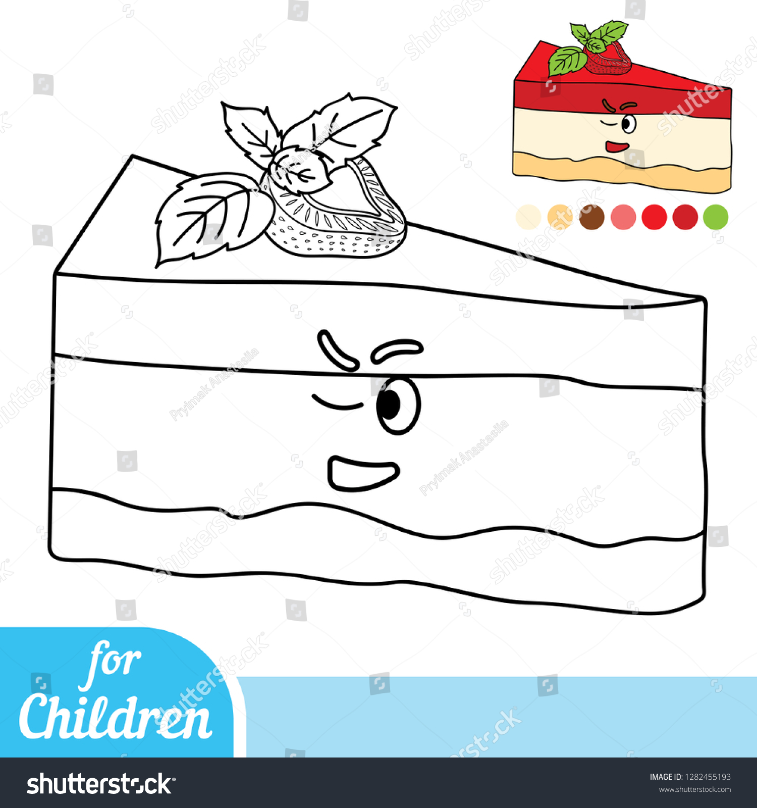 Coloring Book Children Cheesecake Cute Face Stock Vector (Royalty Free