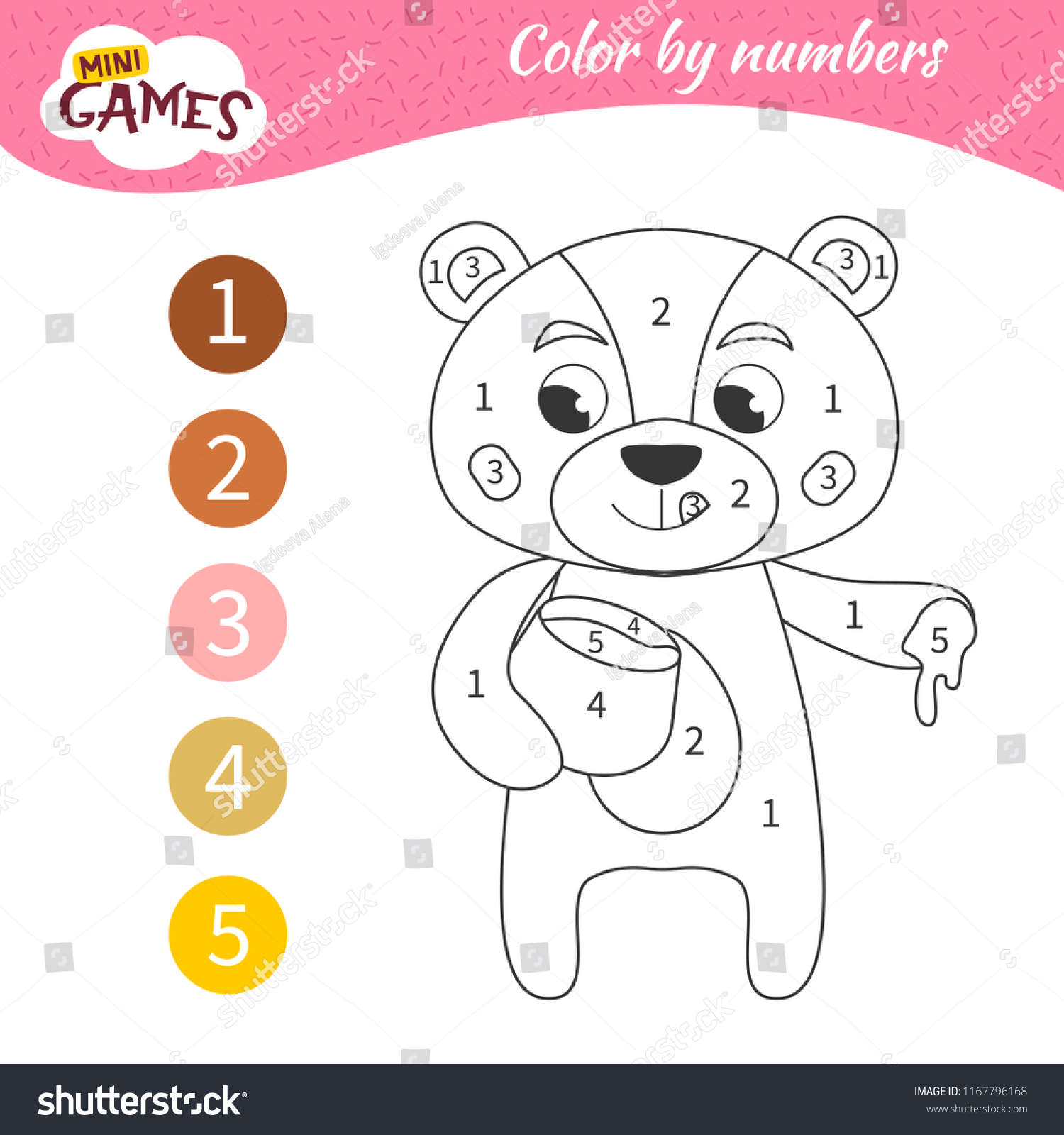 Download Coloring Book Children Coloring By Numbers Stock Vector Royalty Free 1167796168