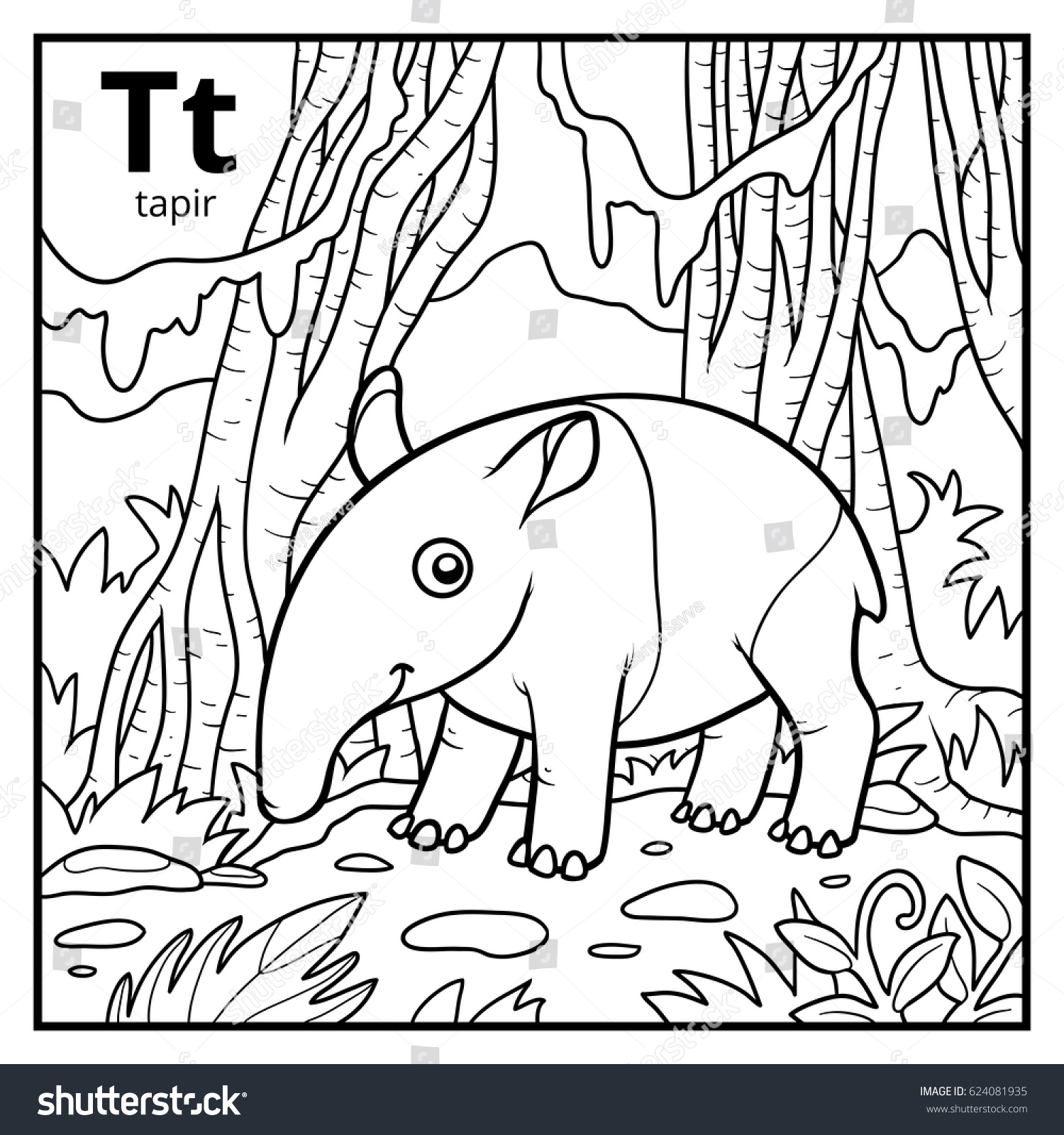 tapir coloring pages for kids - photo #36