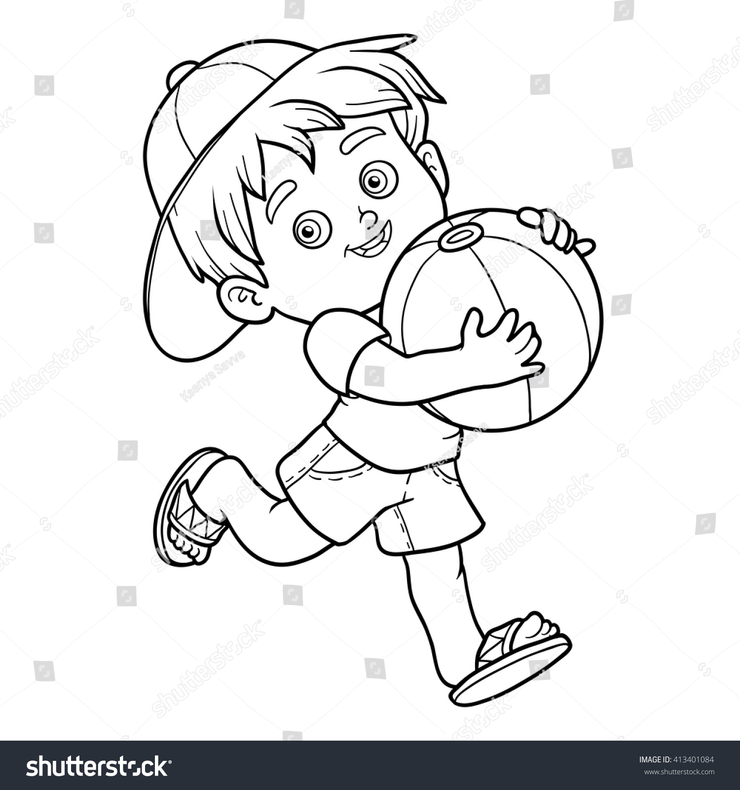 Download Coloring Book Children Little Boy Inflatable Stock Vector ...