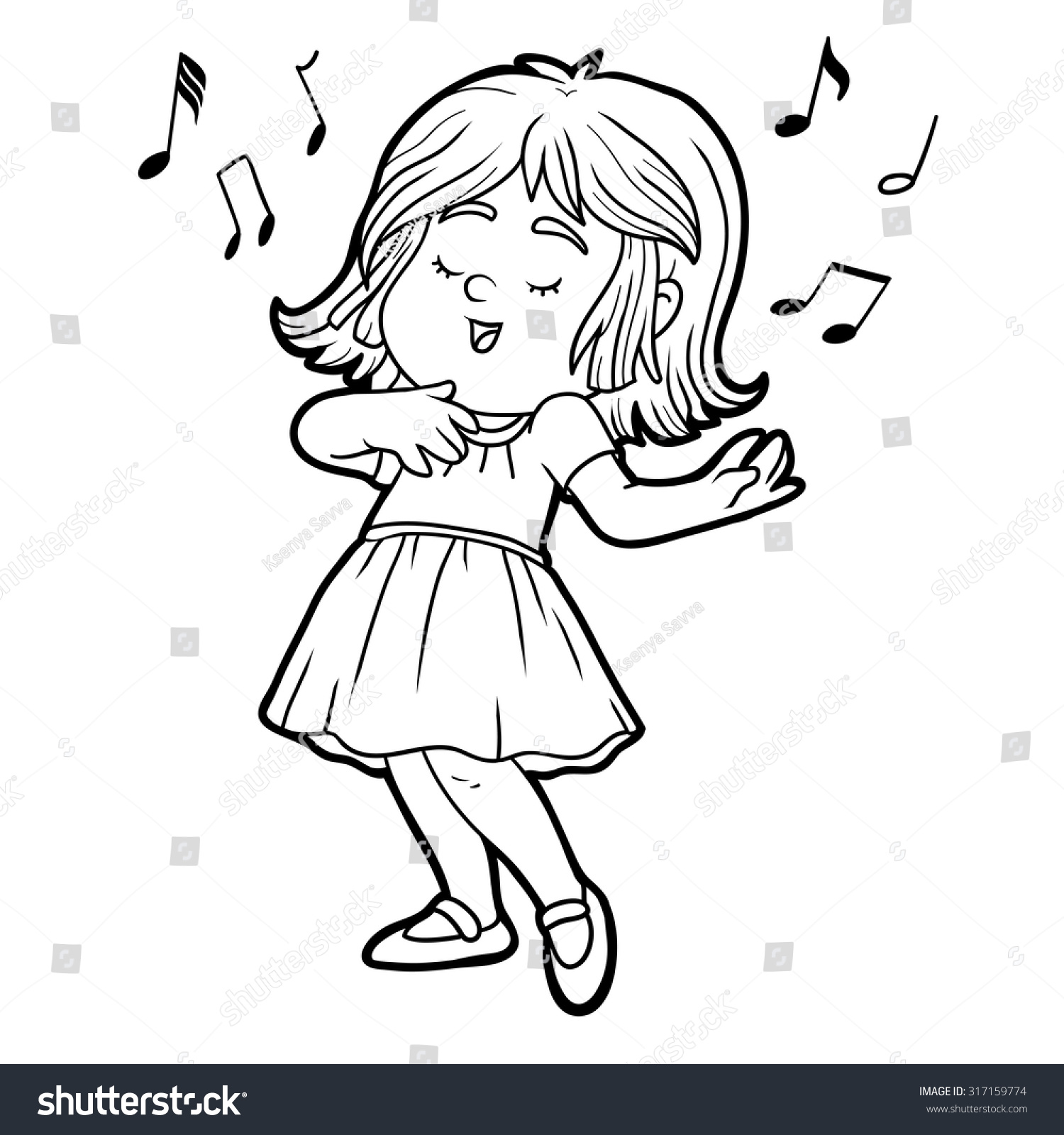 1,456 Kids singing black and white Stock Illustrations, Images ...