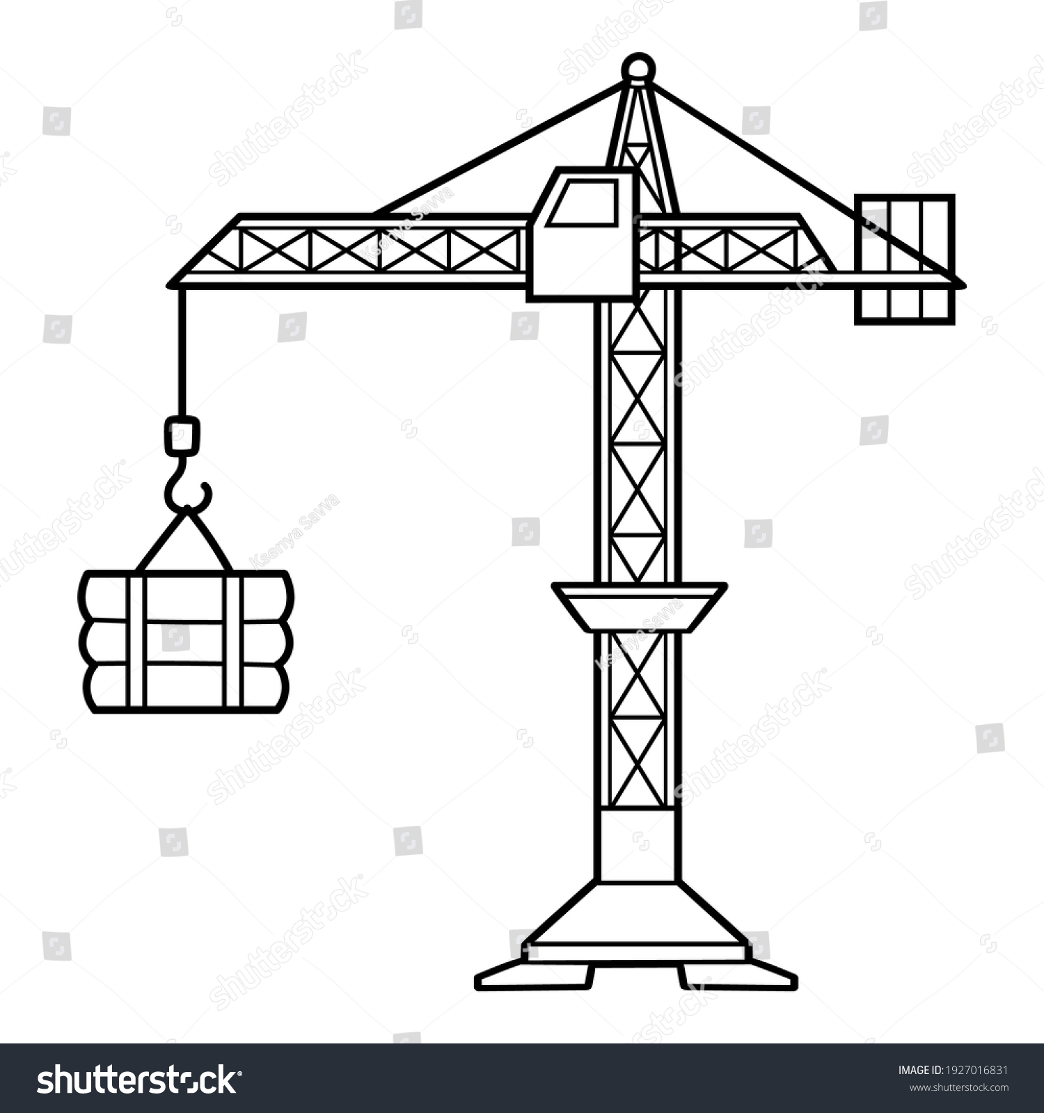 Coloring Book Children Tower Crane Stock Vector (Royalty Free) 1927016831