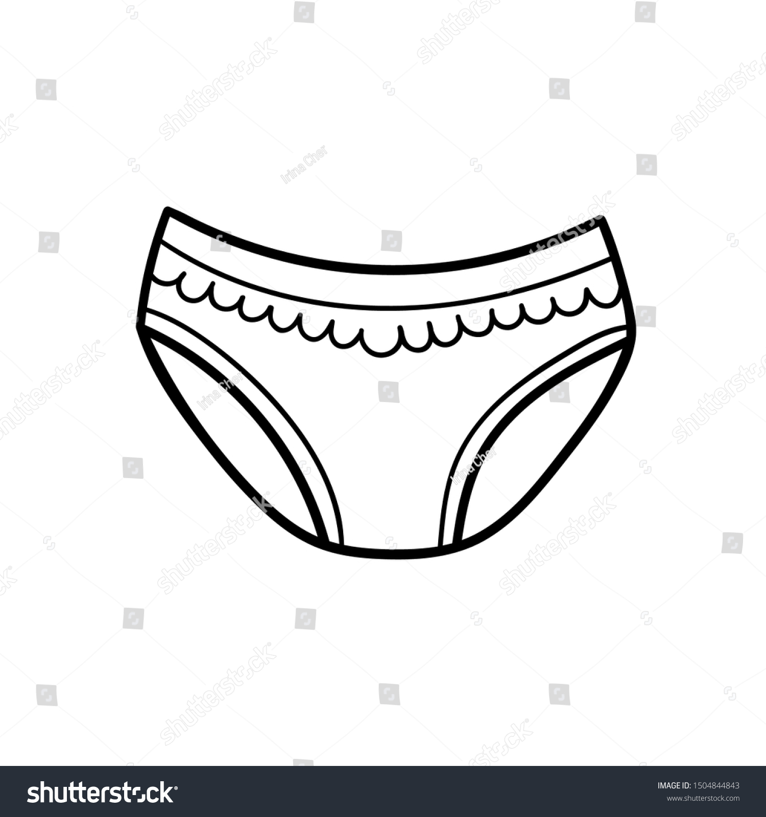 Coloring Book Children Underwear Underpants Black Stock Vector (Royalty