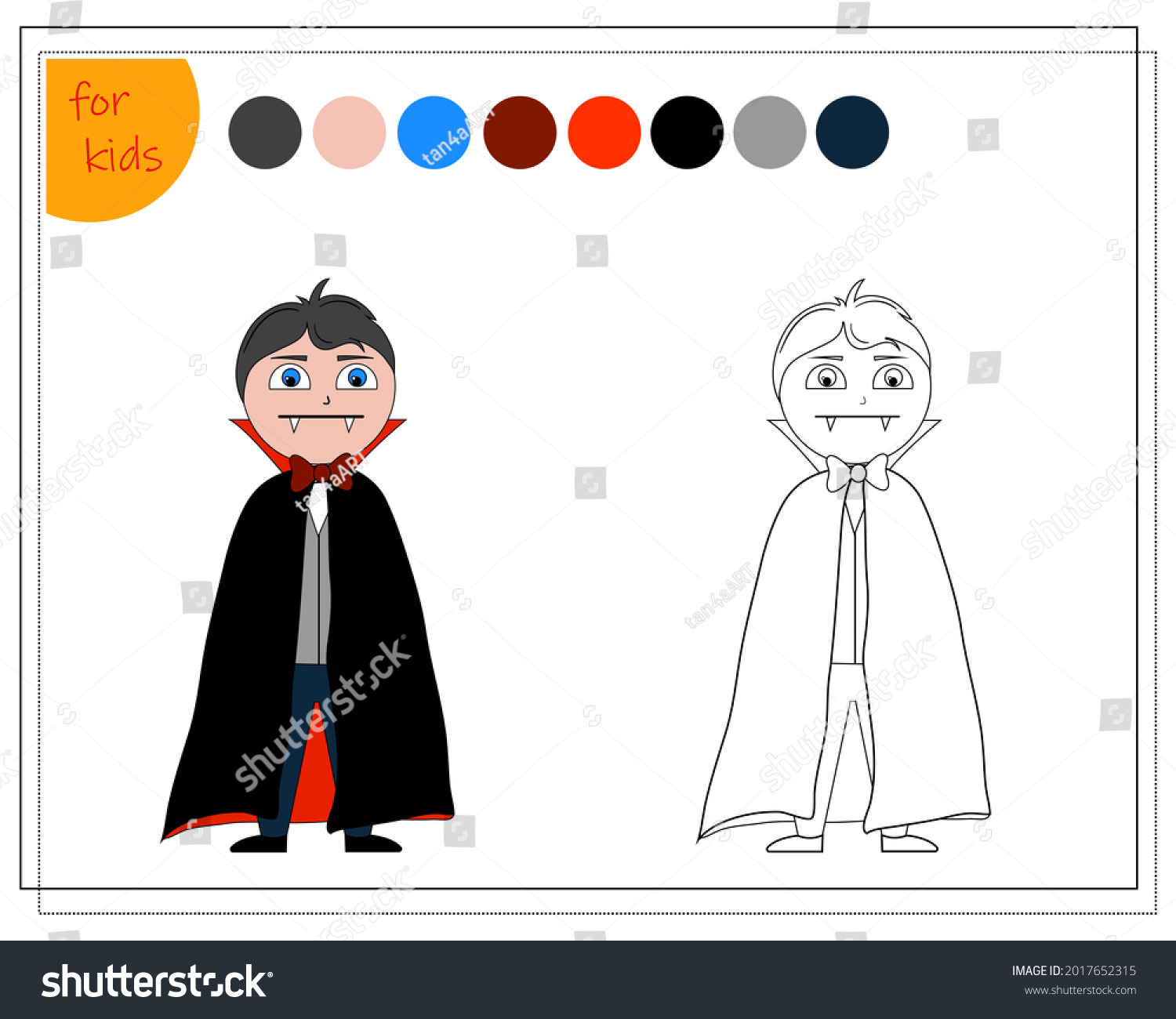 Coloring Book Kids Color Dracula According Stock Vector (Royalty Free