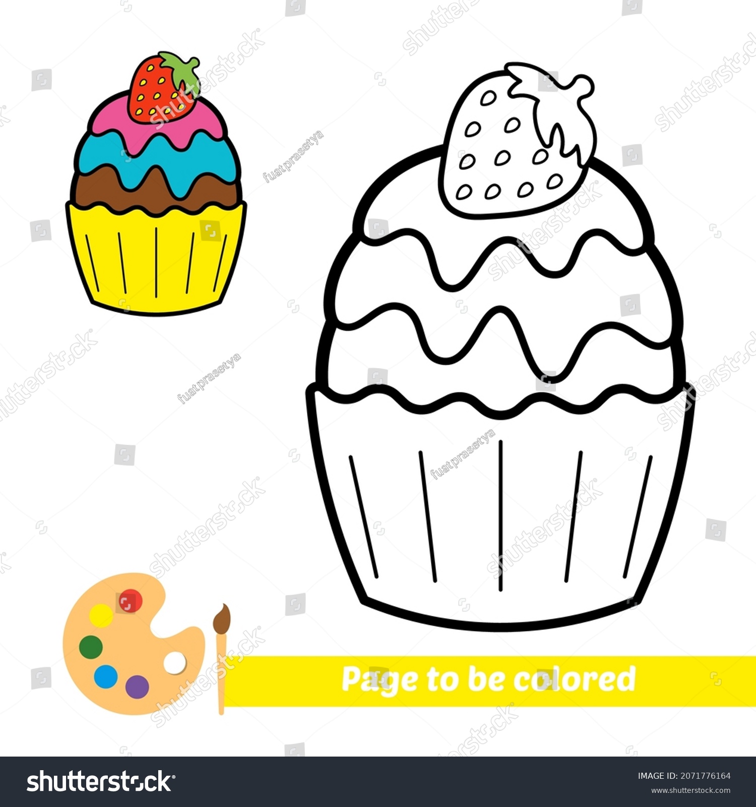 Coloring Book Kids Cupcake Vector Stock Vector (Royalty Free ...