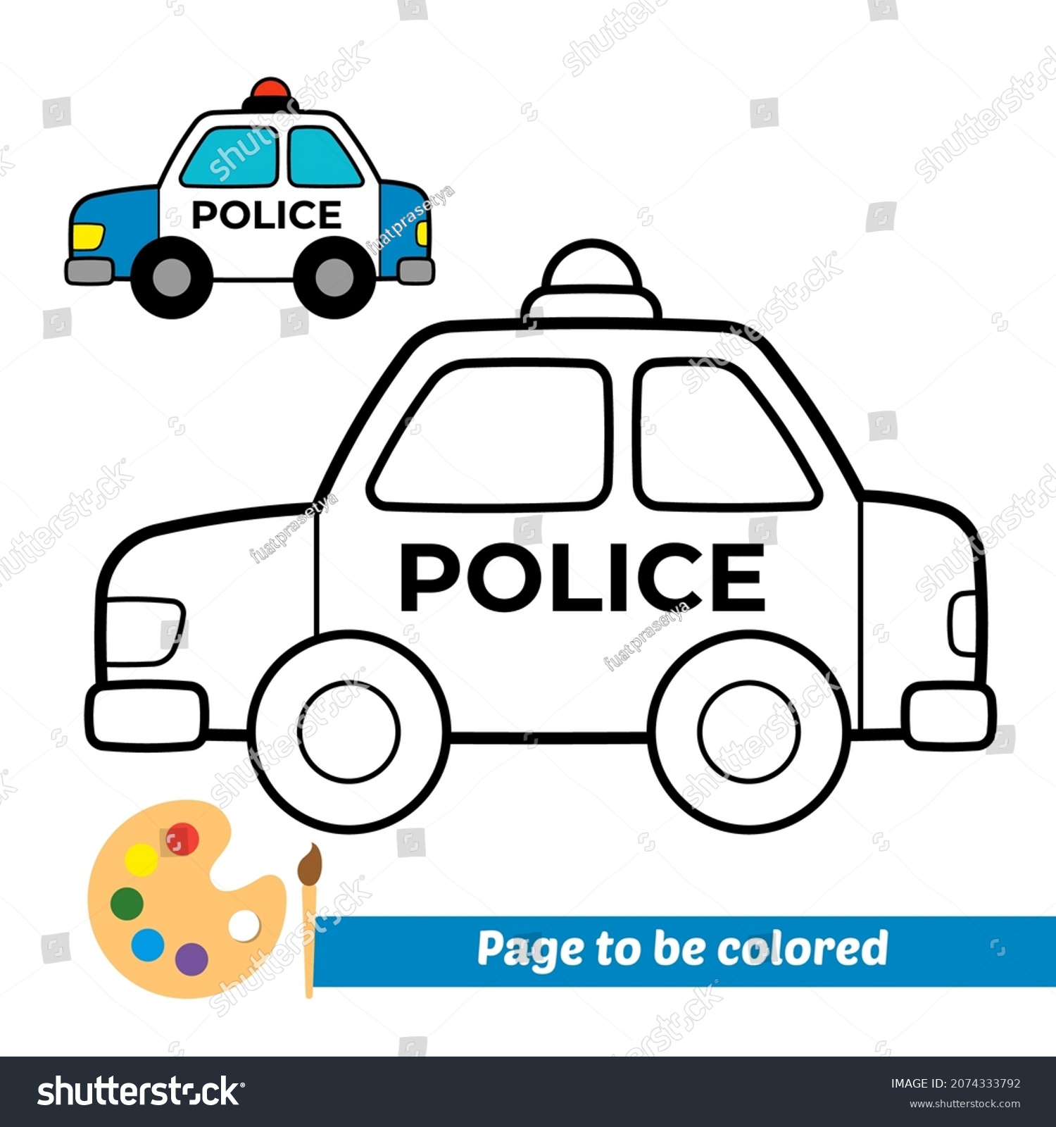 SVG of Coloring book for kids, police car vector svg