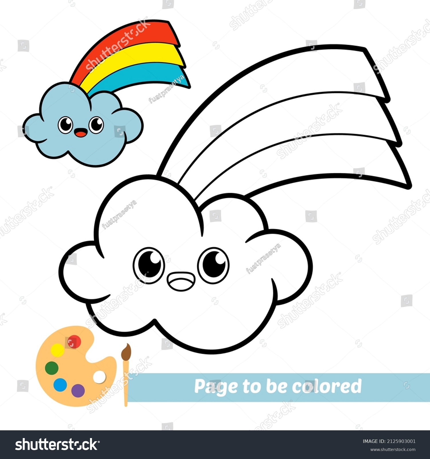 Coloring Book Kids Rainbow Clouds Vector Stock Vector (Royalty Free