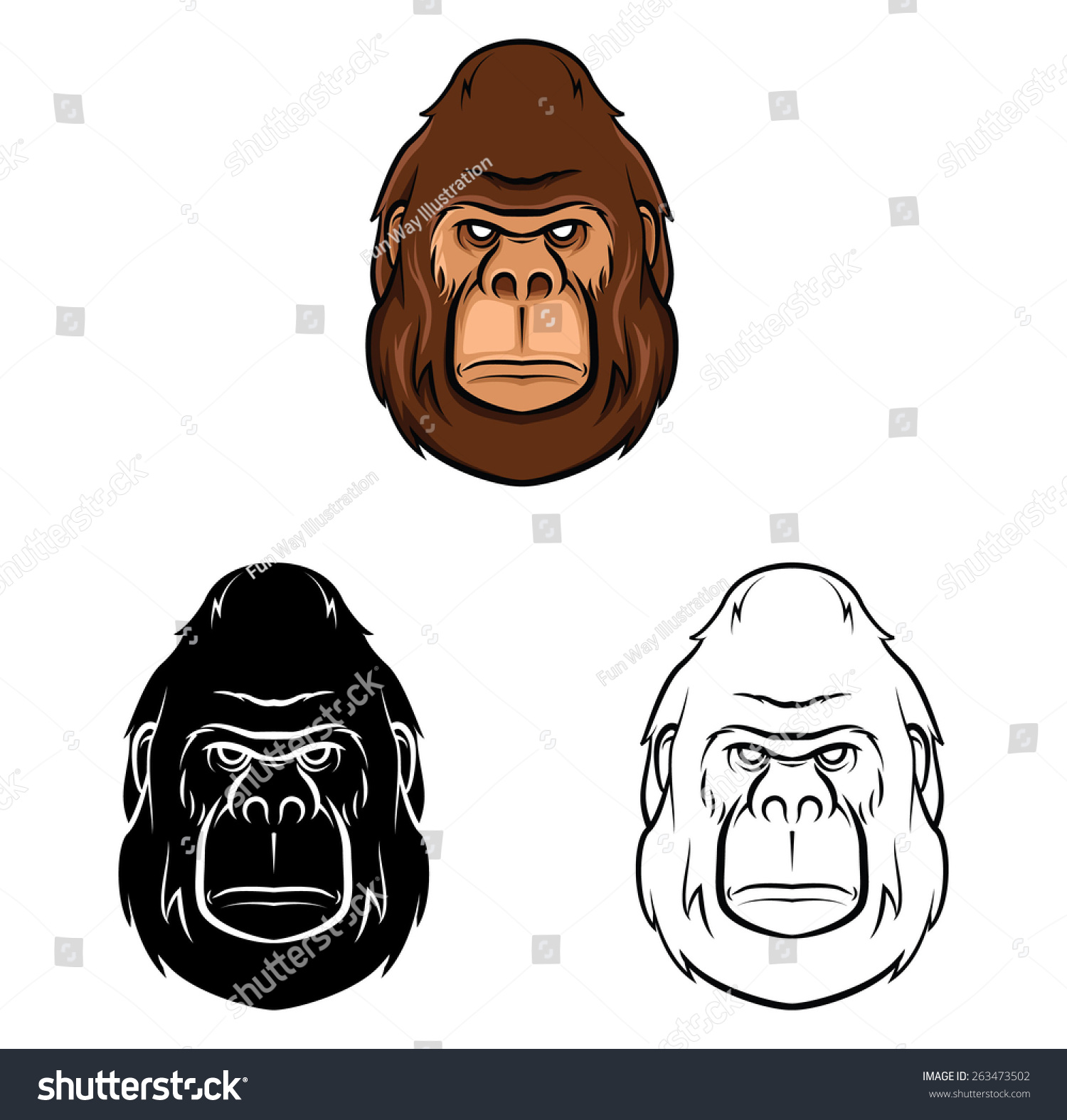 Coloring Book Gorilla Cartoon Character Stock Vector 263473502