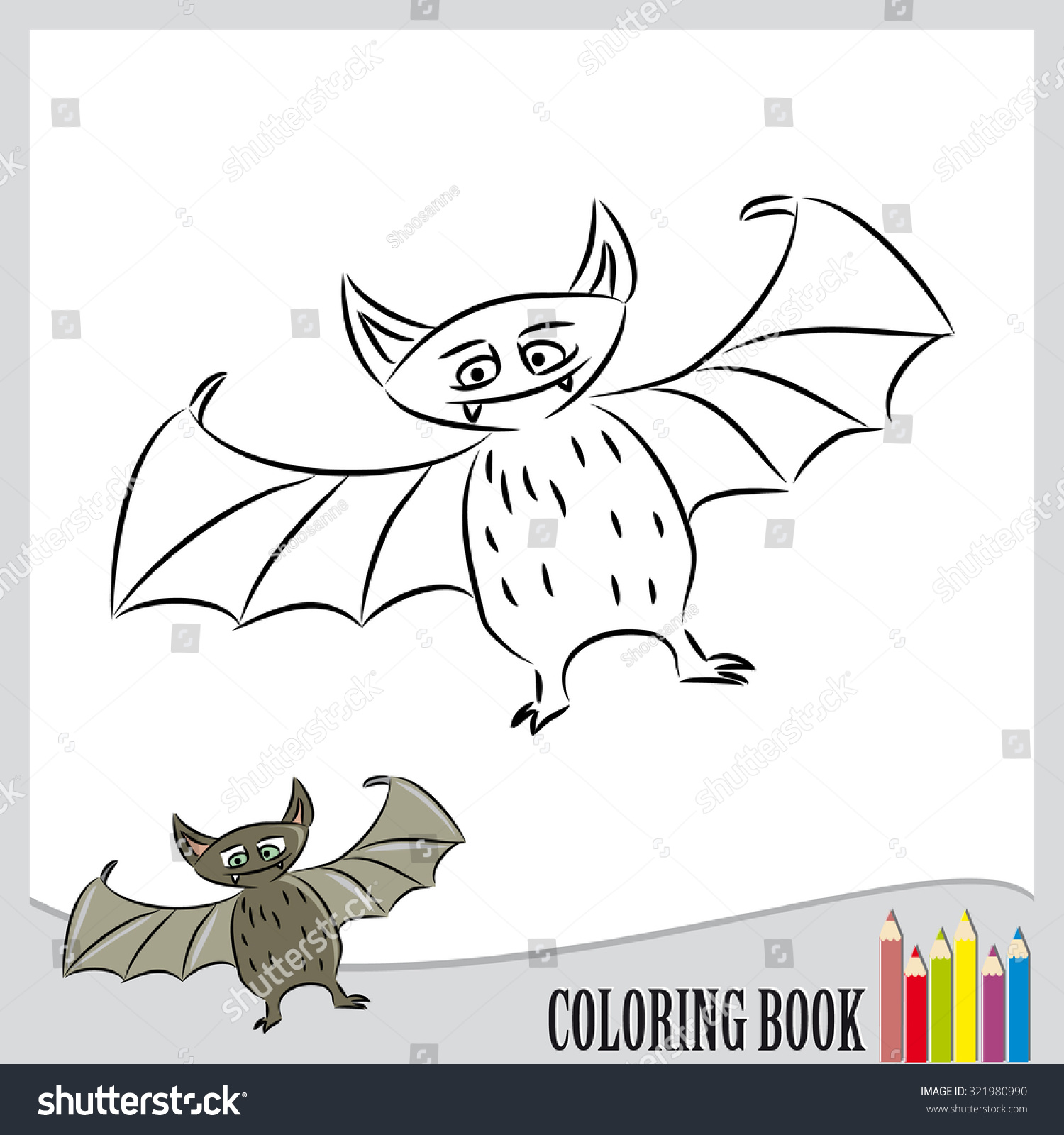 Coloring Book Halloween Bat Vector Stock Vector (Royalty Free ...