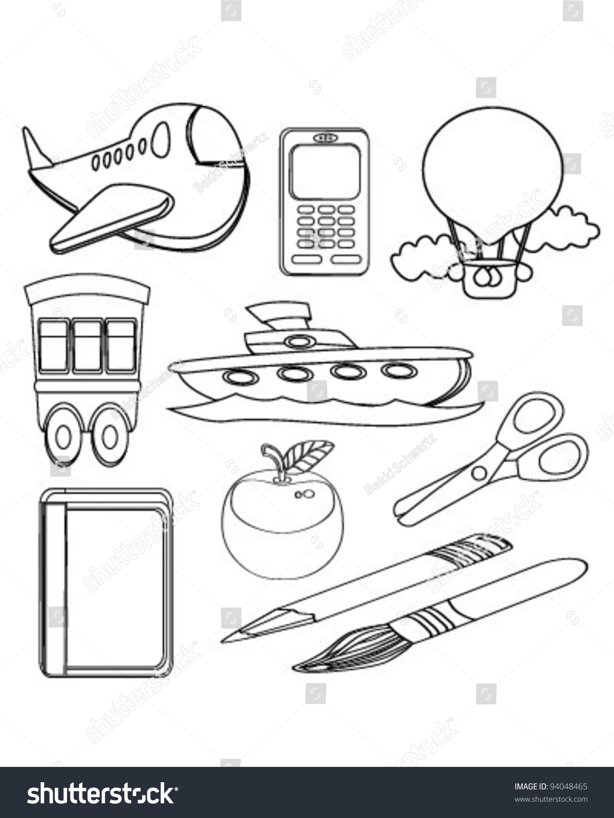 Coloring Book Icons Set Vector Eps 10 Stock Vector (Royalty Free