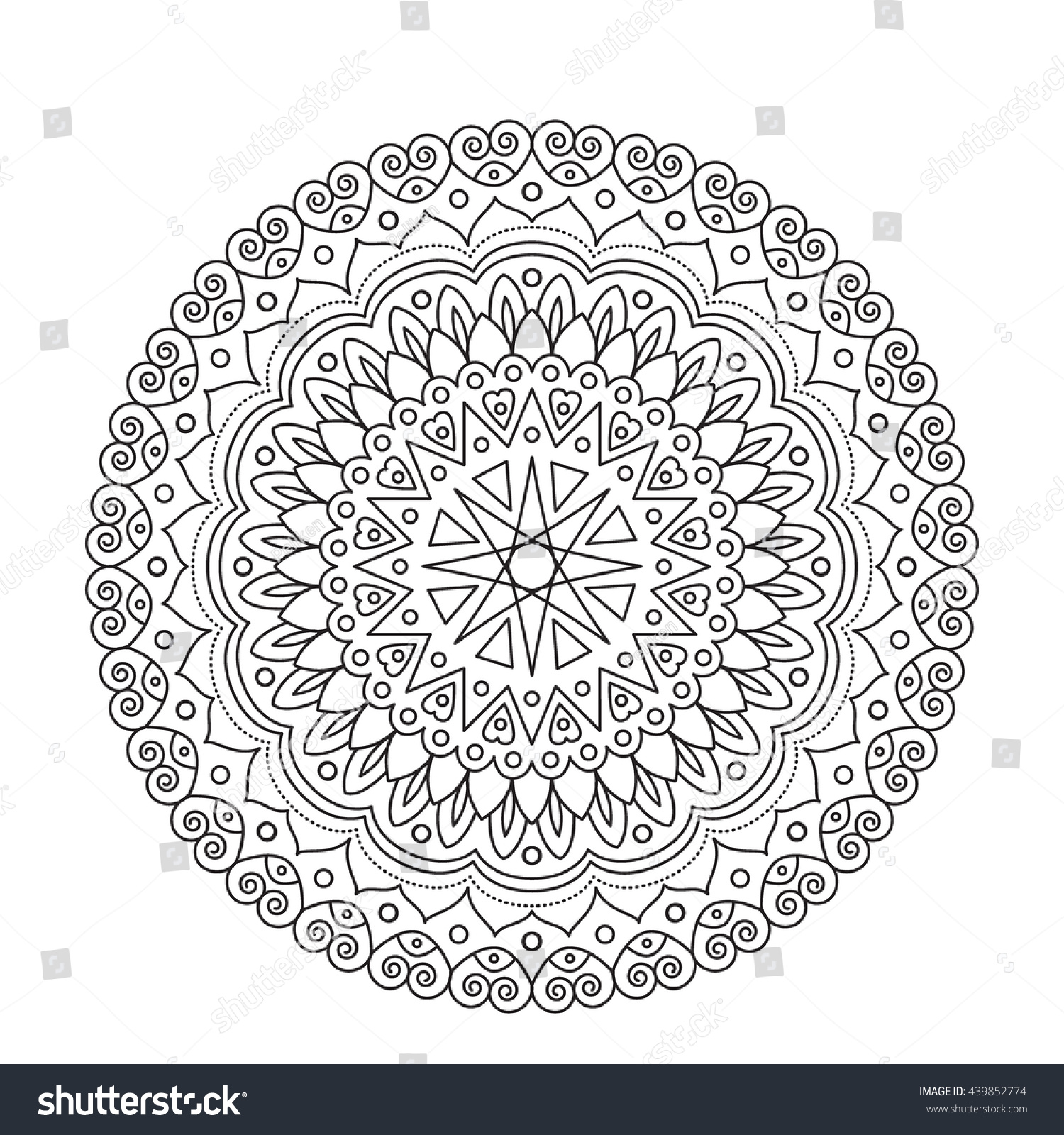 Coloring Book Mandala Circle Lace Ornament Round Ornamental Pattern Black And White