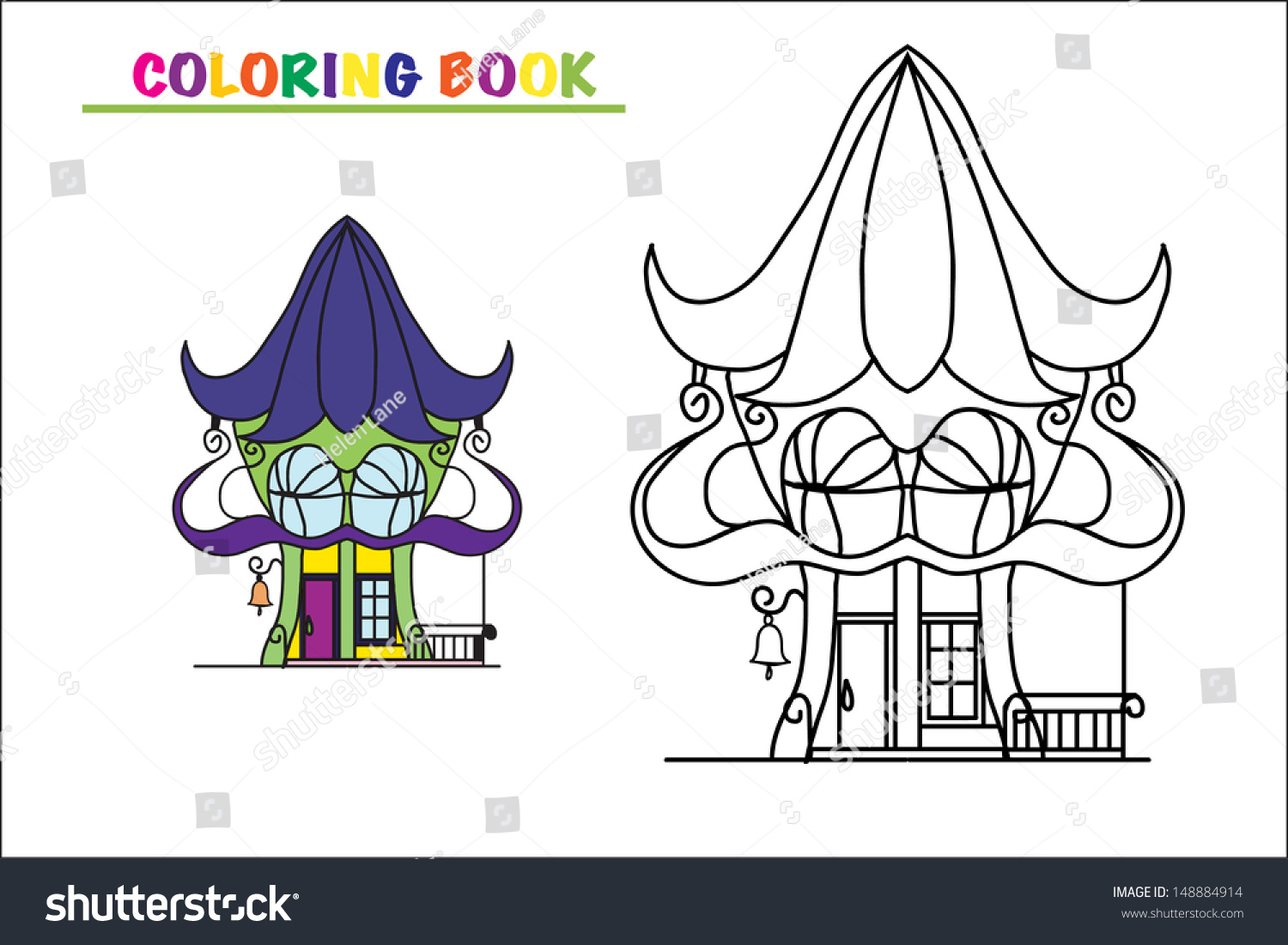 Coloring Book Page Cartoon Illustration Small Stock Vector 148884914