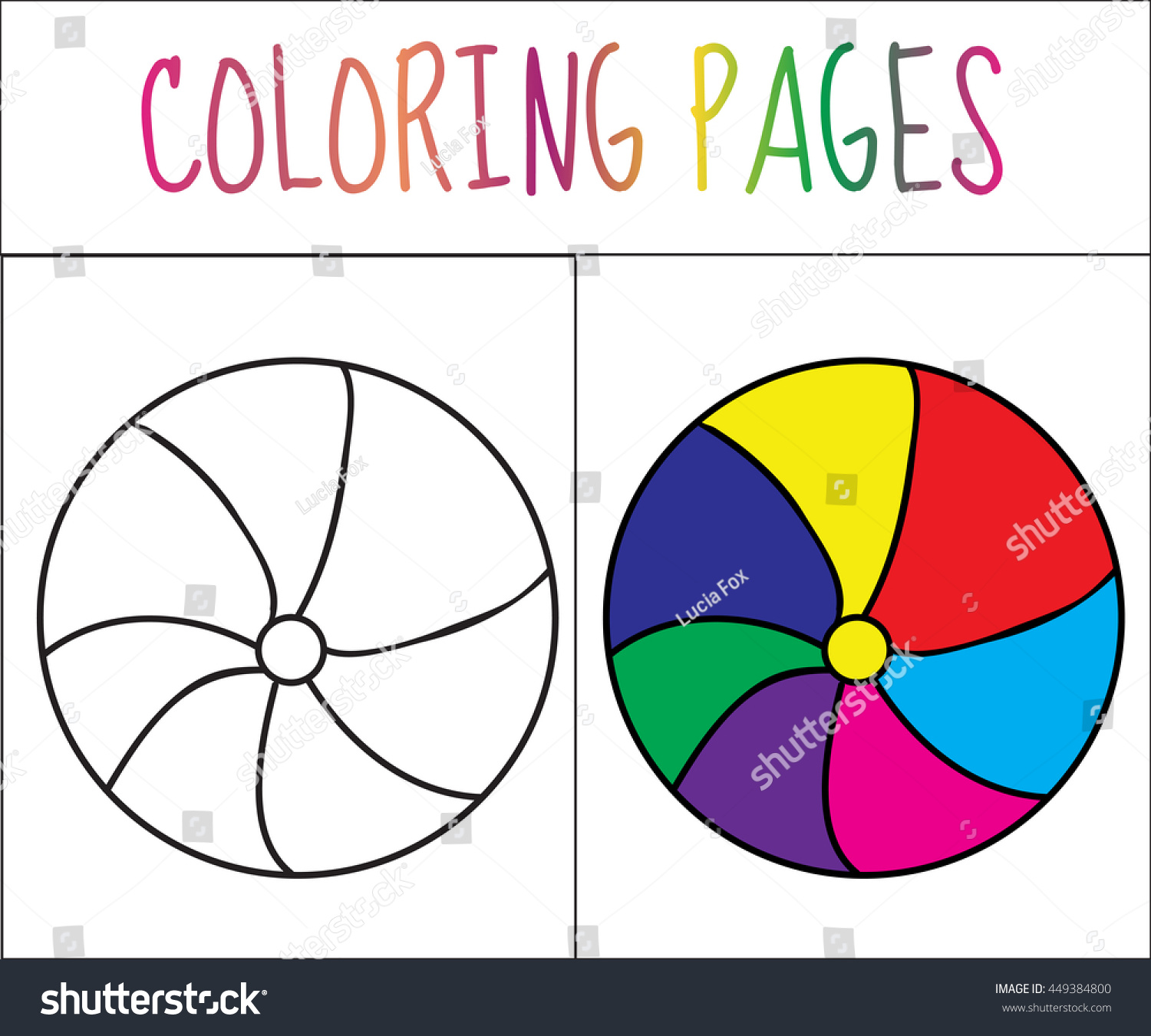 Coloring Book Page Ball Sketch Color Stock Vector (Royalty Free) 449384800