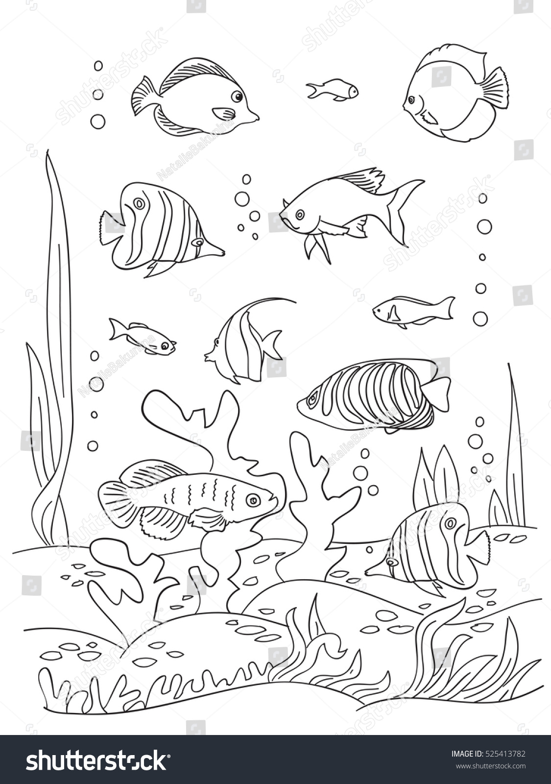 Coloring Book Page Black Wight Ocean Stock Vector 525413782 - Shutterstock