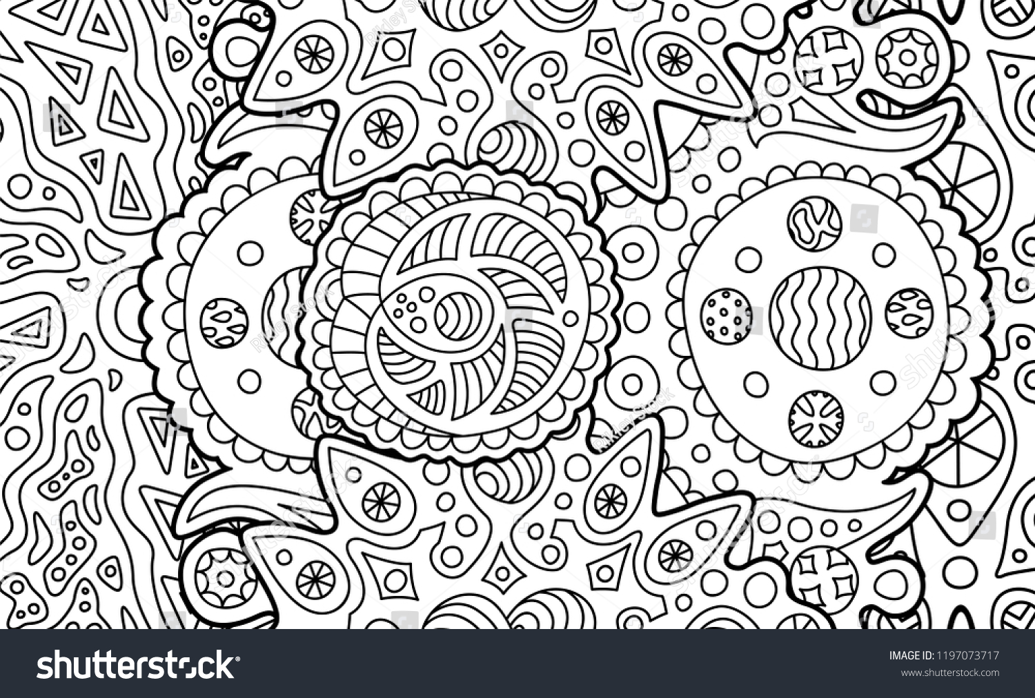 Coloring Book Page Black White Beautiful Stock Vector (Royalty Free