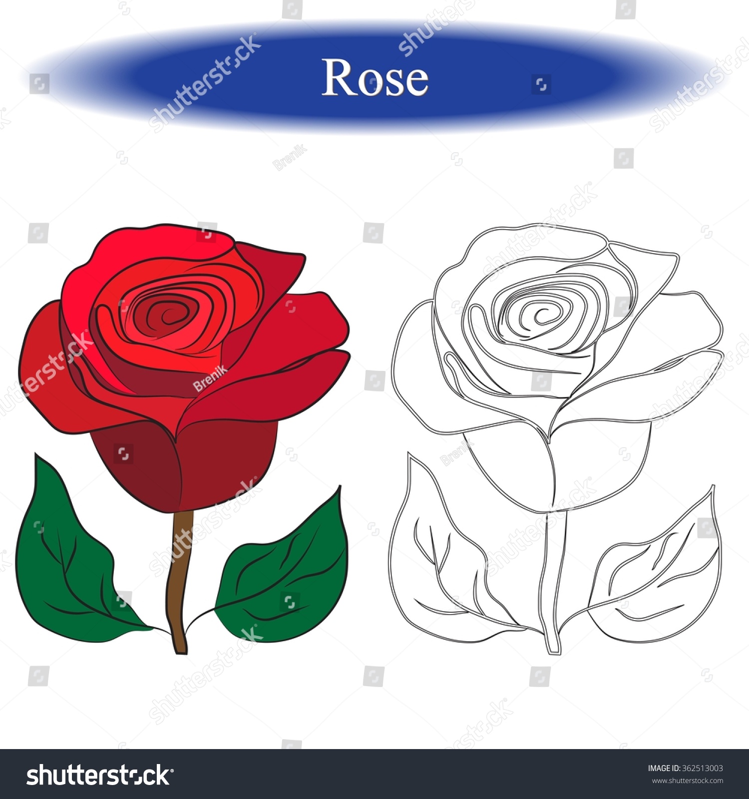 Download Coloring Book Red Rose Children Vector Stock Vector Royalty Free 362513003