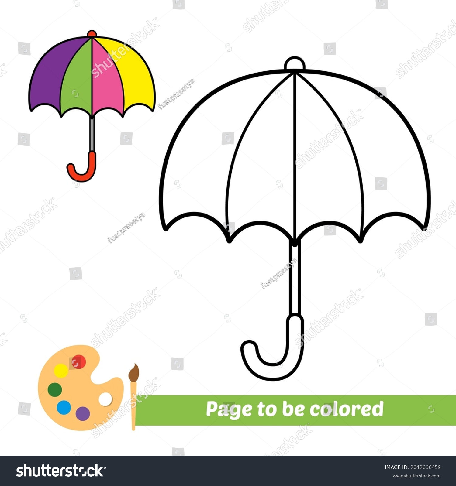 Coloring Book Umbrella Vector Image Stock Vector (Royalty Free) 2042636459