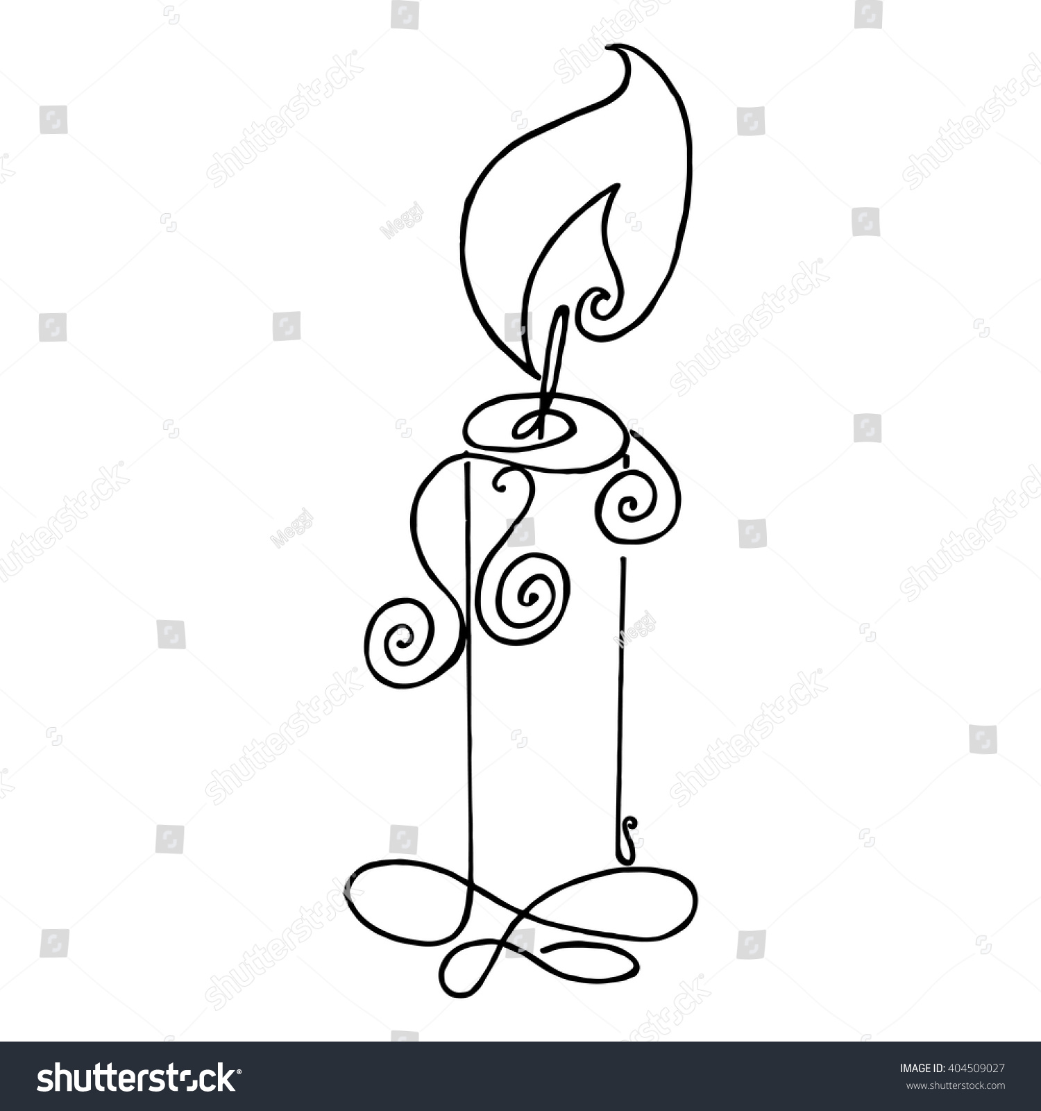 Coloring Book Picture Burning Candle Flame Stock Vector 404509027 ...