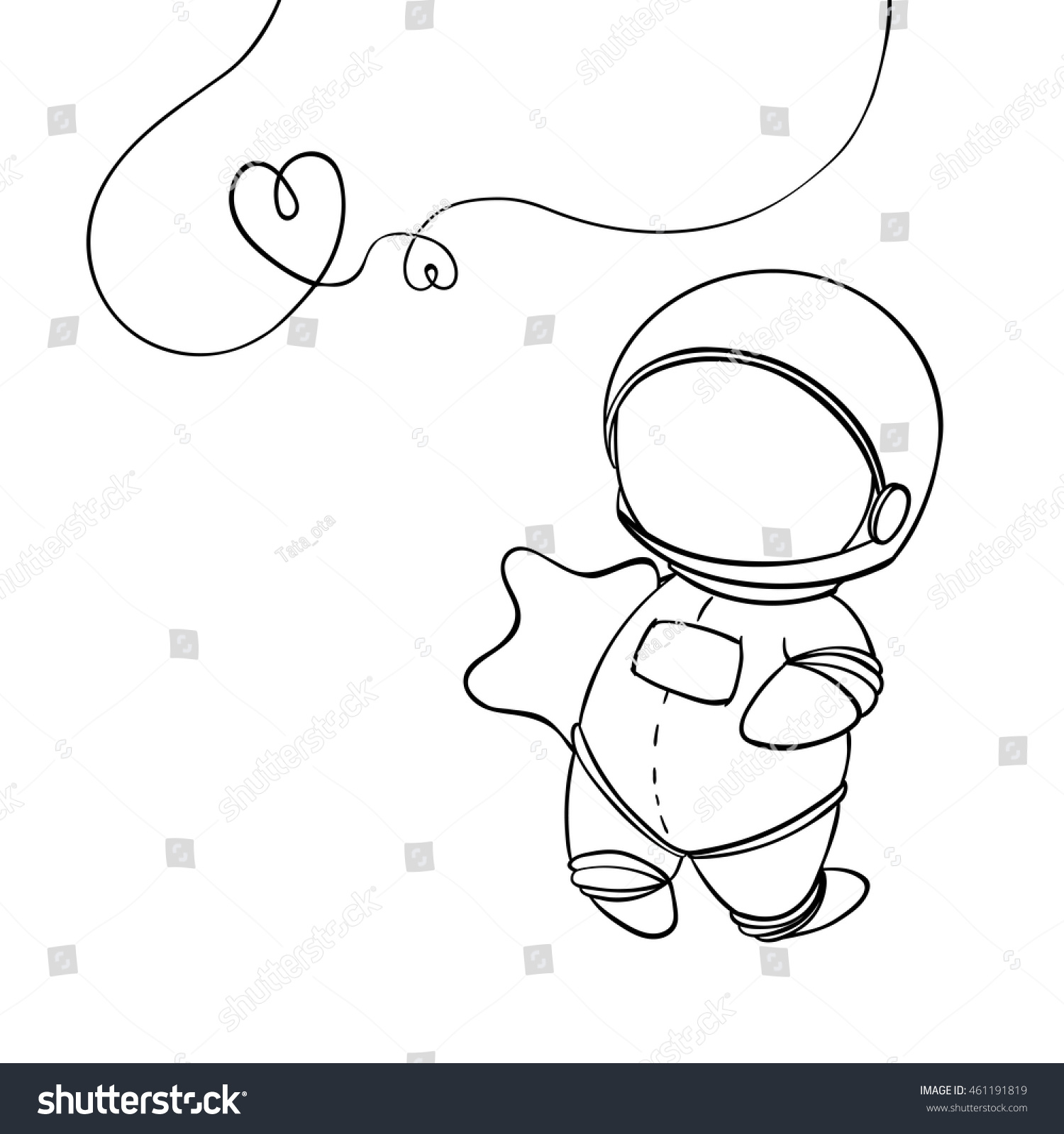 Coloring Book Astronaut Vector Illustration Cute Stock Vector (Royalty ...