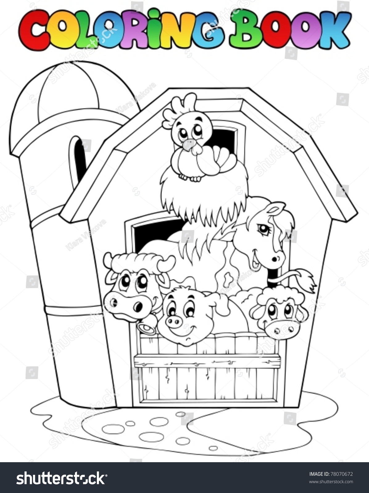 Coloring Book Barn Animals Vector Illustration Stock Vector 78070672