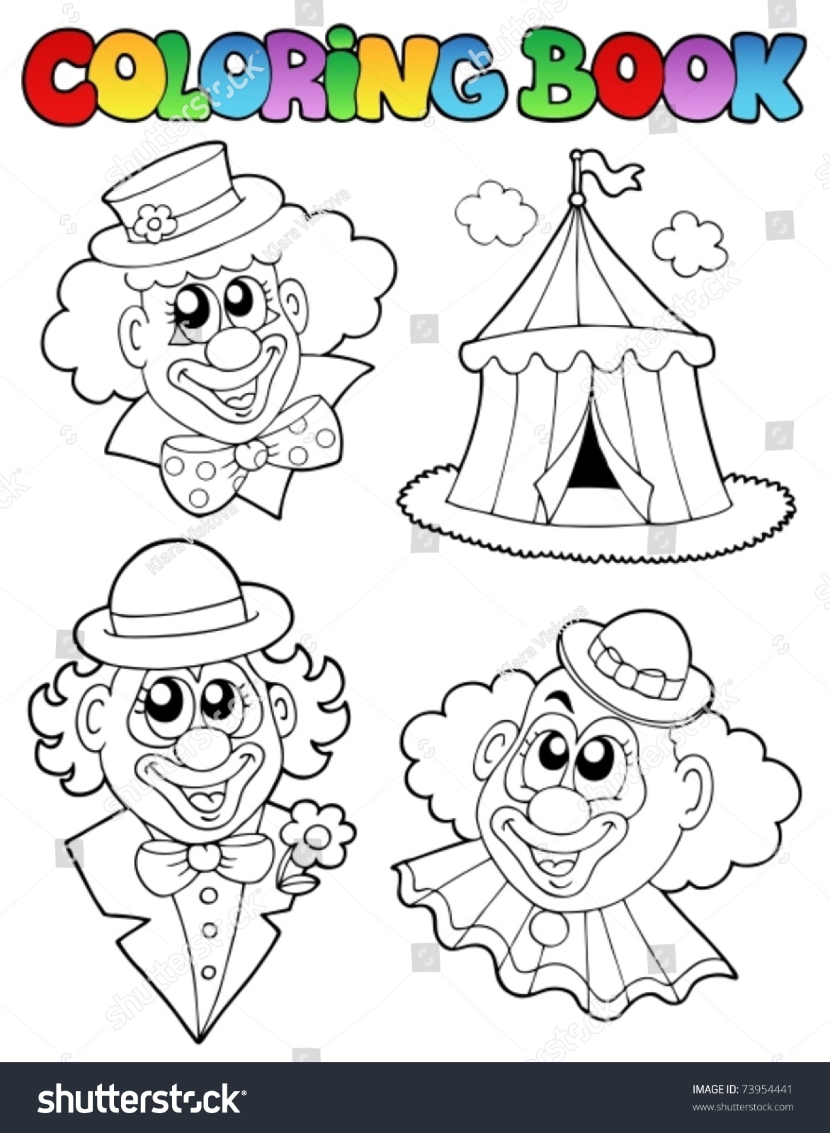 Coloring Book Clown Images Vector Illustration เวกเตอร์สต็อก (ปลอดค่า