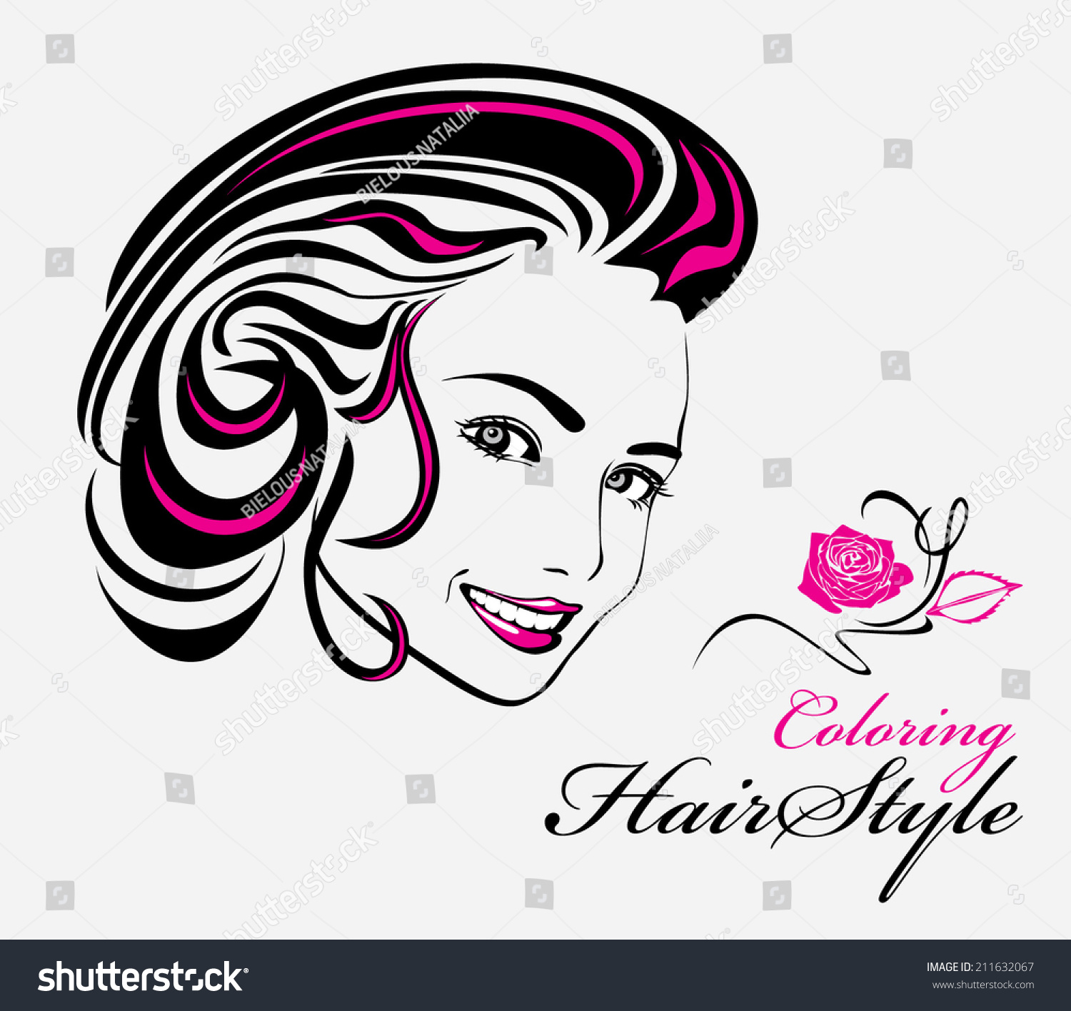 Coloring Hairstyle Vector Stock Vector (Royalty Free) 211632067
