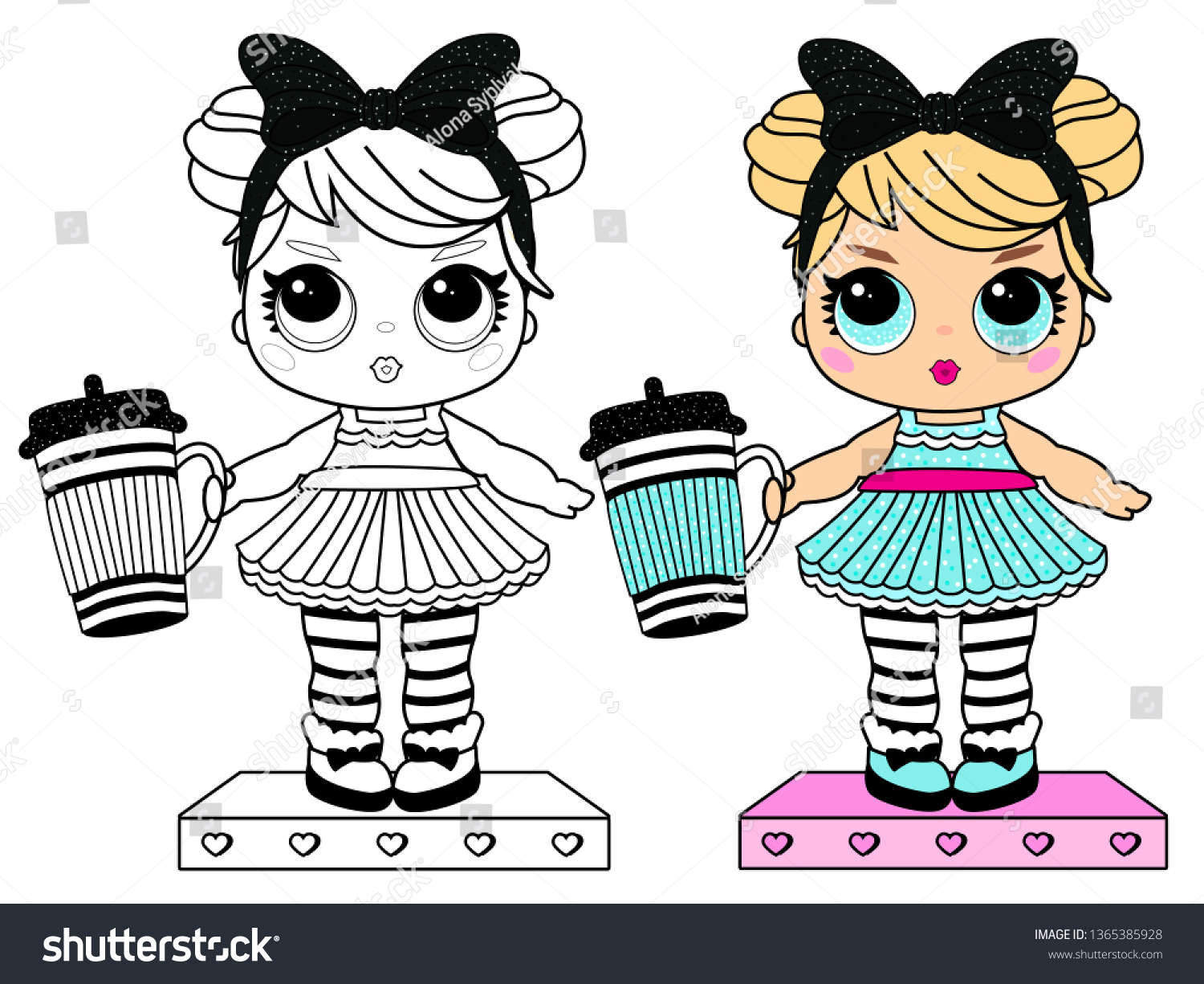 Coloring Page Book Little Girl Girlish Royalty Free Stock Image
