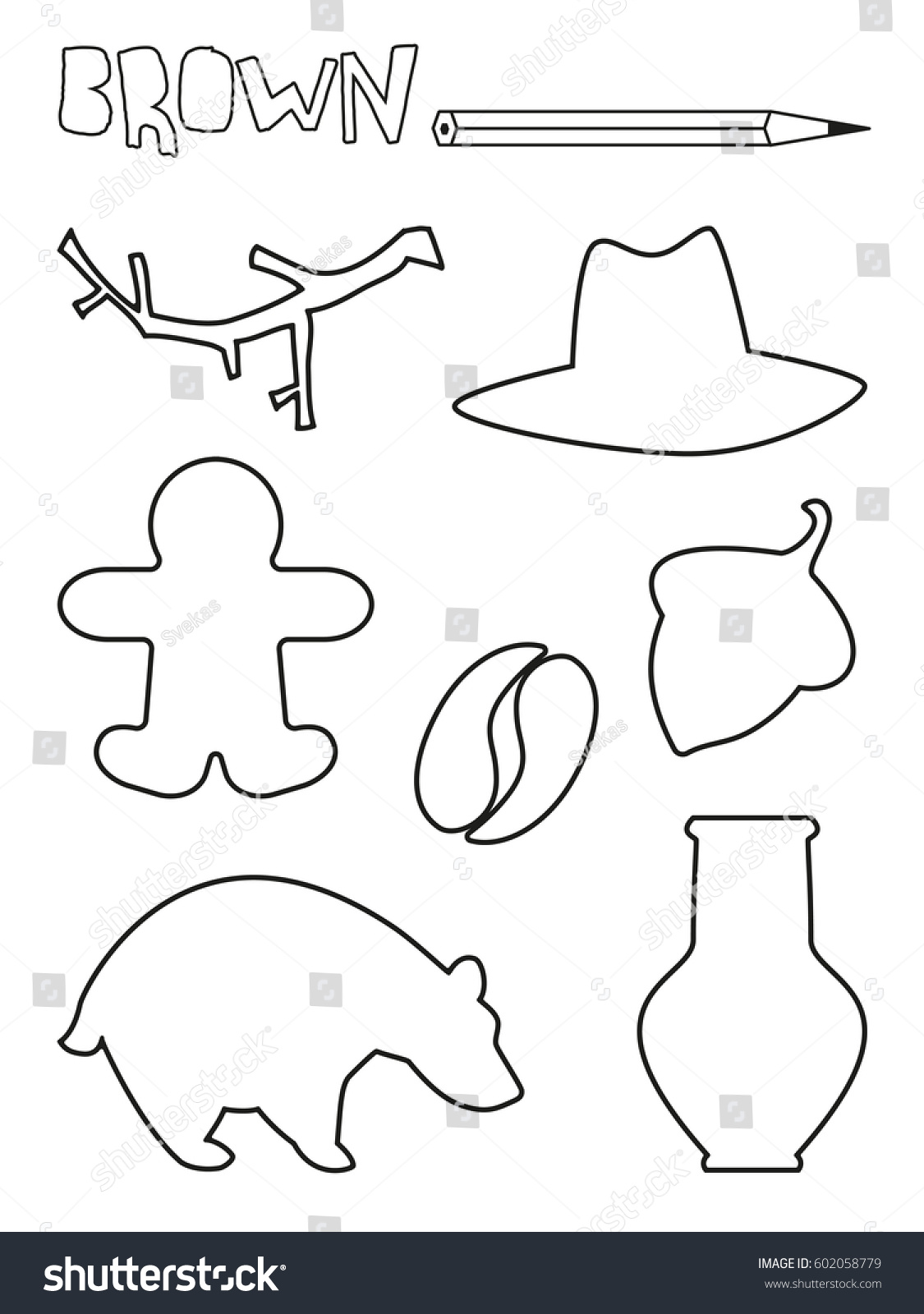worksheet Color Brown Worksheets color brown worksheets wonderful image collections coloring page things set single stock vector