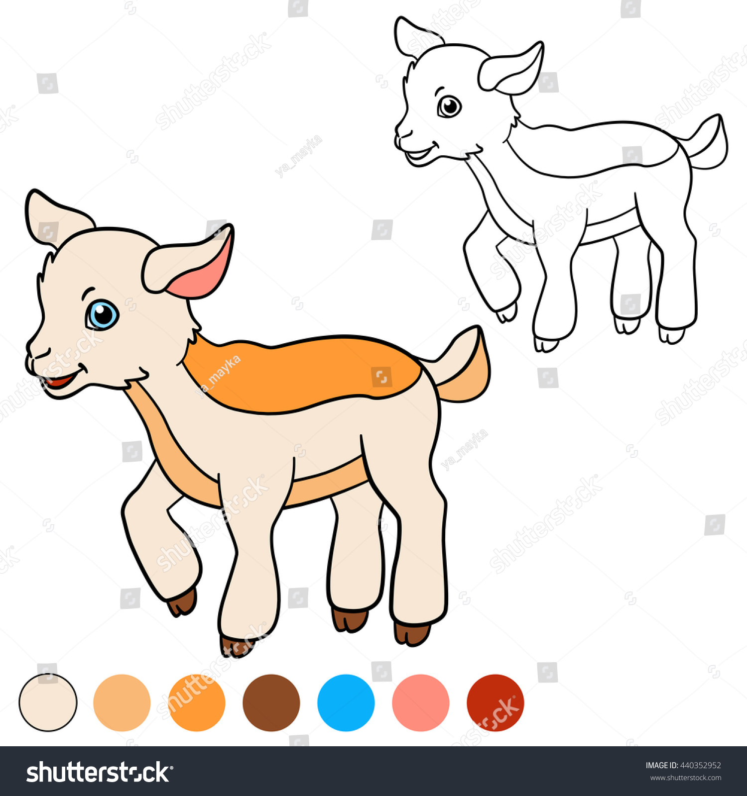 Coloring Page Color Me Goat Little Stock Vector Royalty Free ...