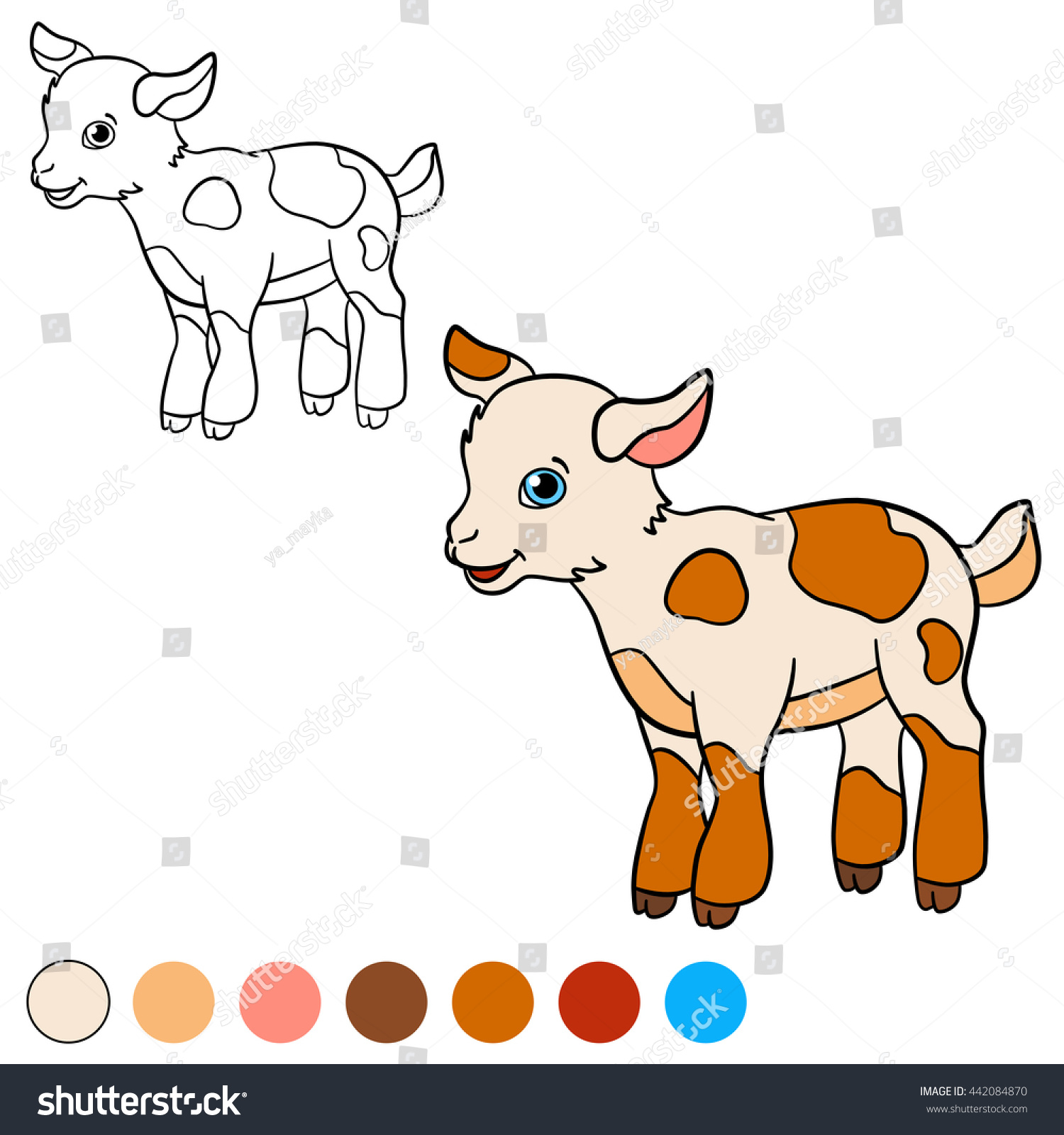 Coloring Page Color Me Goat Little Stock Vektorgrafik Lizenzfrei ...