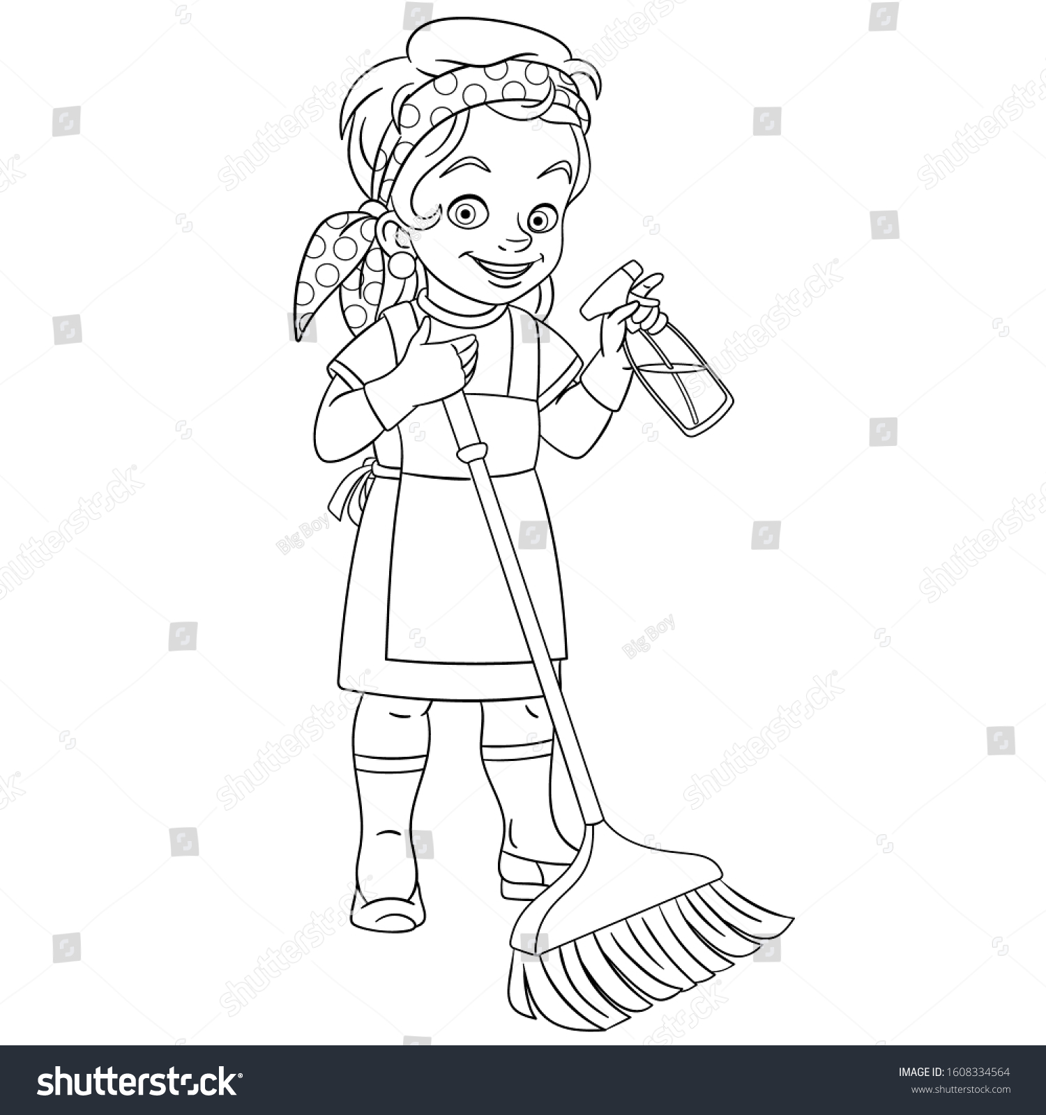 Coloring Page Coloring Picture Cartoon Cleaner Stock Vector (Royalty ...