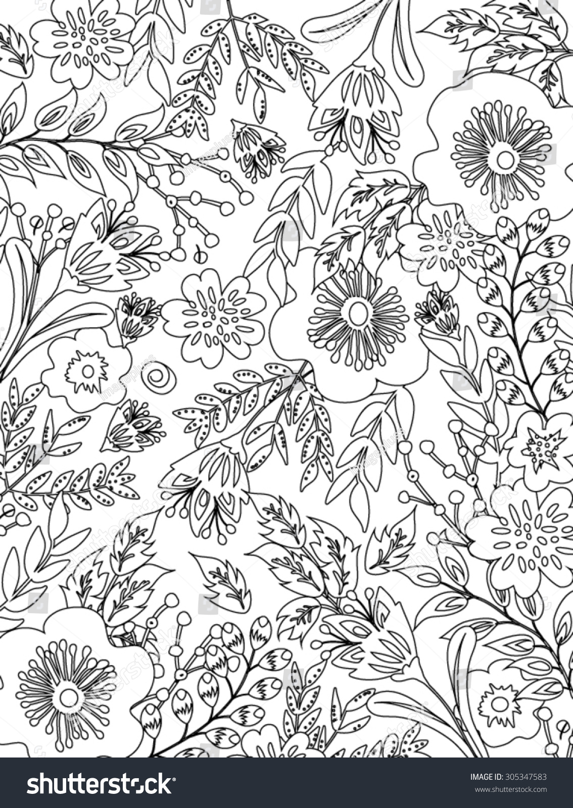 Coloring Page Floral Design Stock Vector (Royalty Free) 305347583