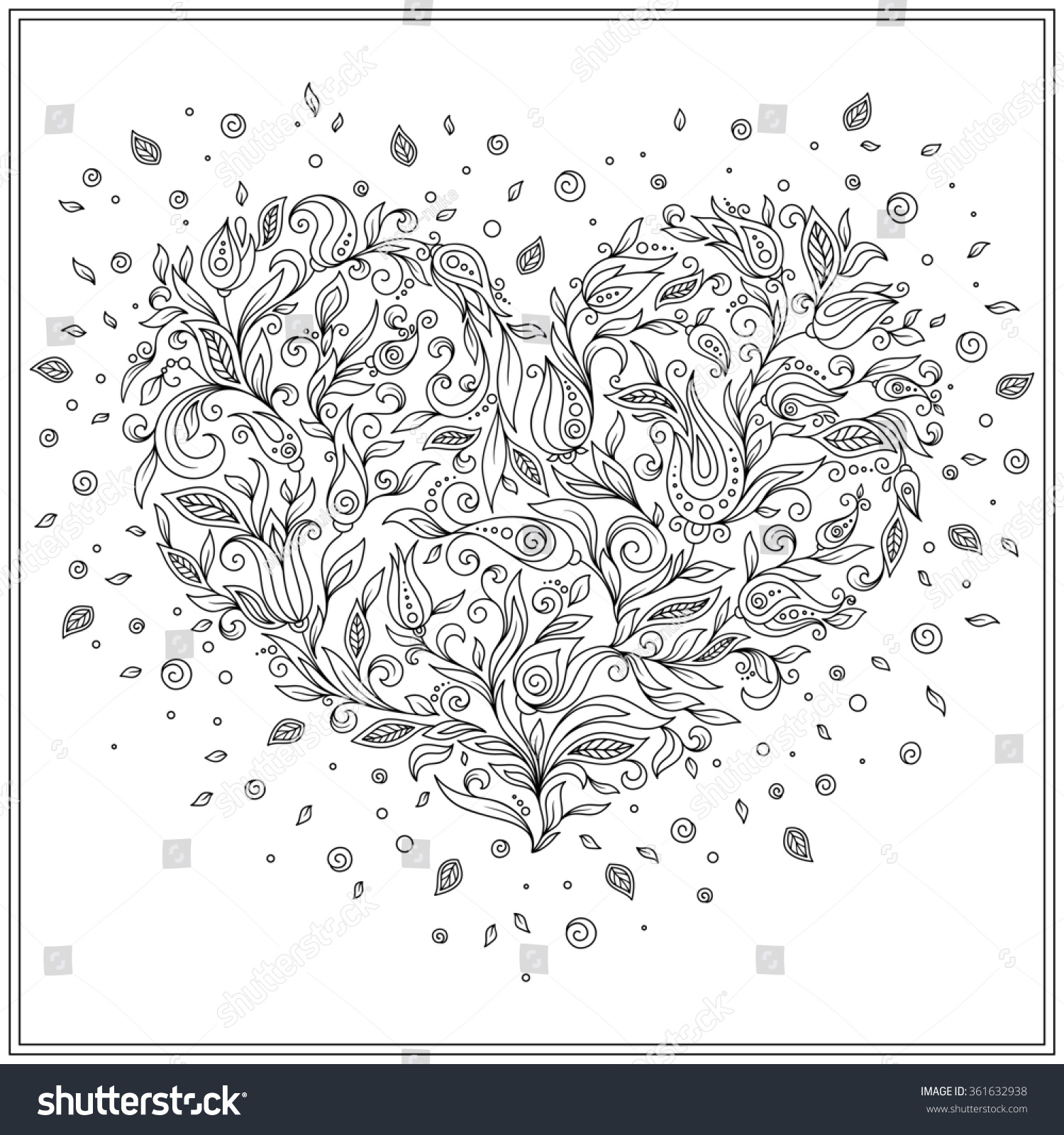Coloring Pages St Valentine Coloring Pages coloring page flower heart st valentines stock vector 361632938 day with details isolated on white background