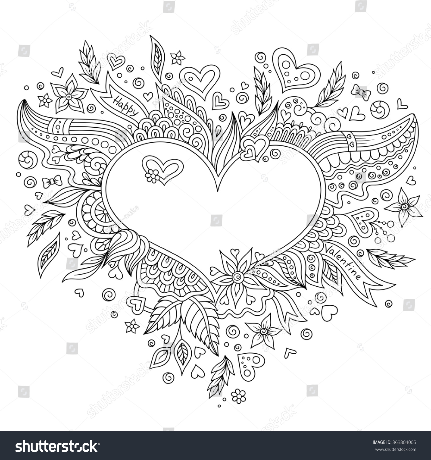 Coloring Pages St Valentine Coloring Pages coloring page flower heart st valentines stock vector 363804005 day with details isolated on white background