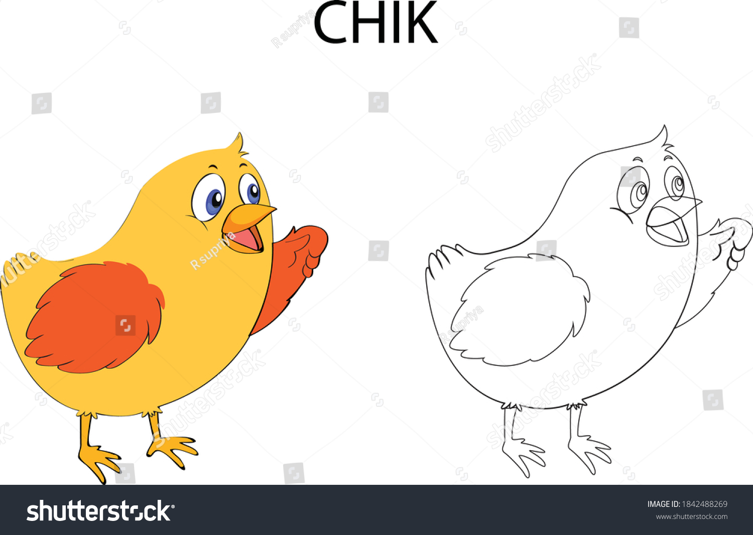 Coloring Page Kids Chik Color Page Stock Vector Royalty Free ...