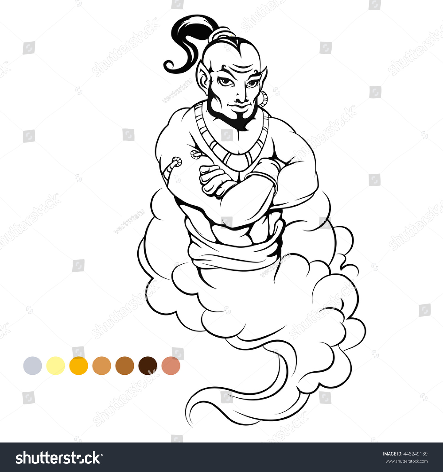 stock-vector-coloring-page-genie-and-color-samples-vector-illustration-448249189