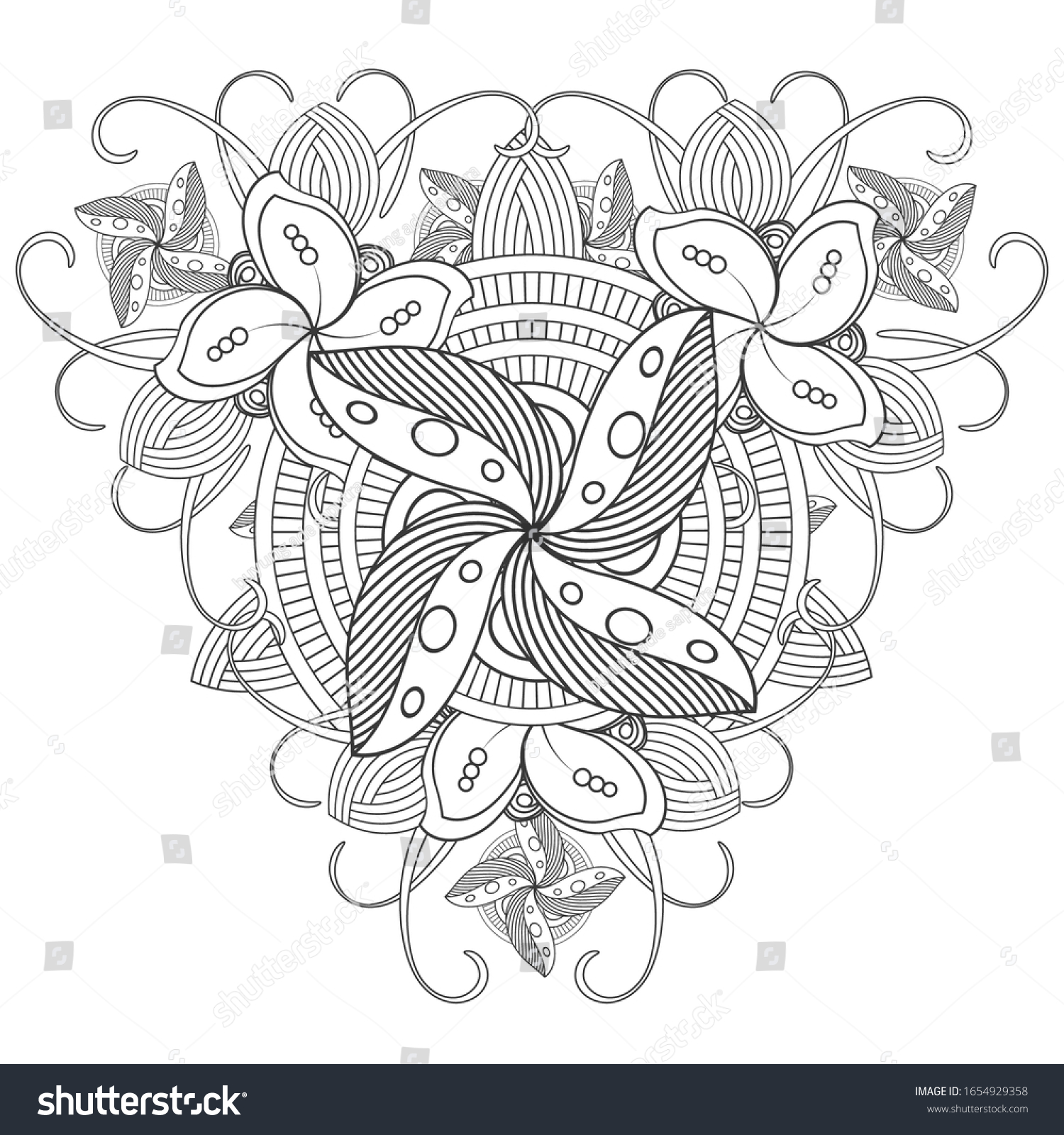 Two Birds Flower Zentangle Stylized Cartoon Stock Vector Royalty ...