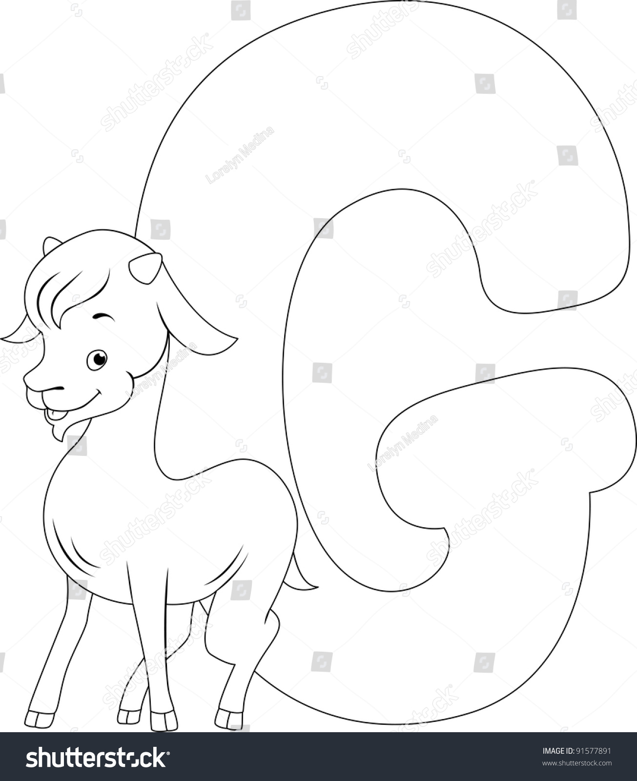 Coloring Page Illustration Featuring Goat Stock Vector (Royalty Free ...