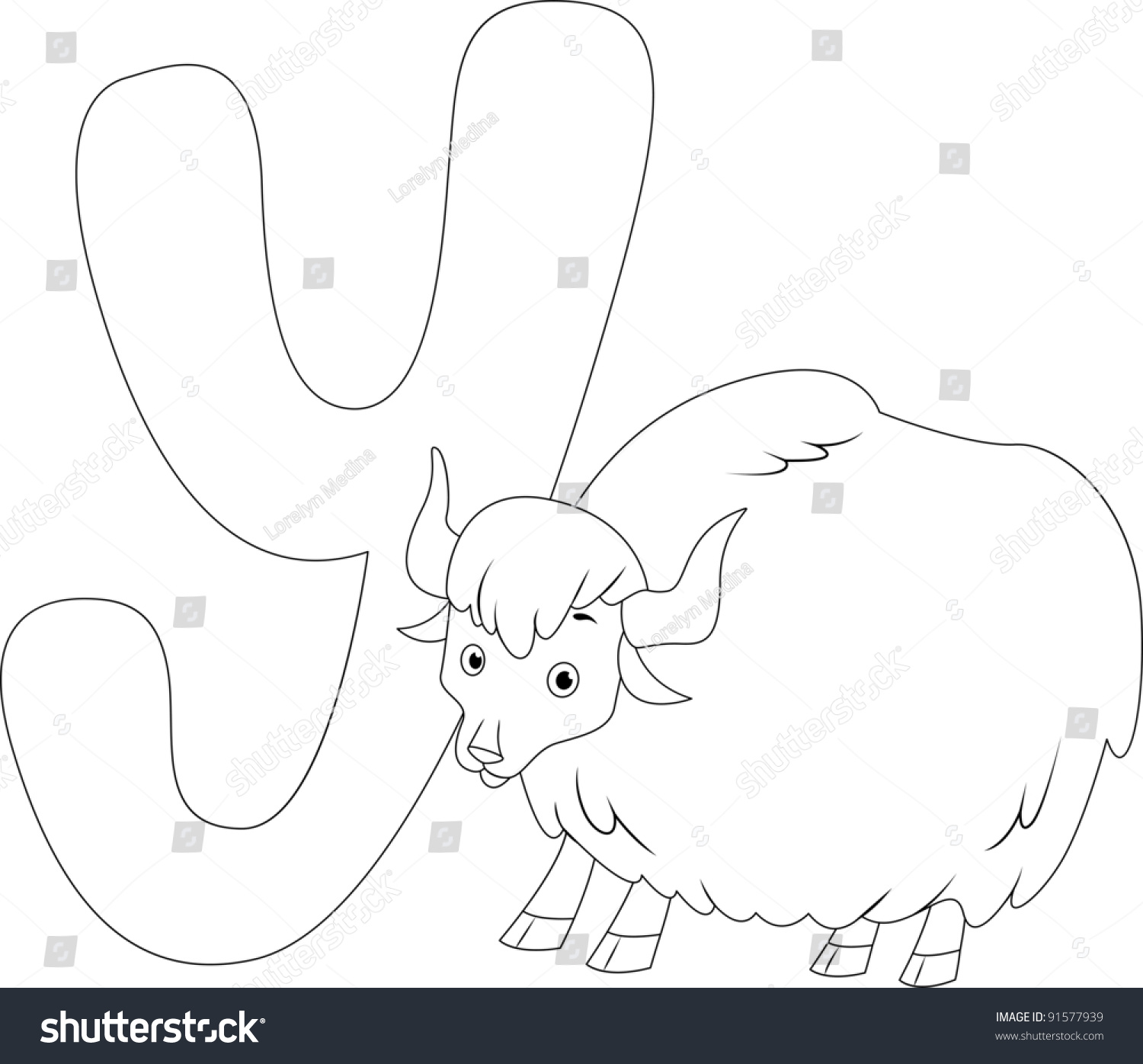 Coloring Page Illustration Featuring Yak Stock Vector (Royalty Free ...