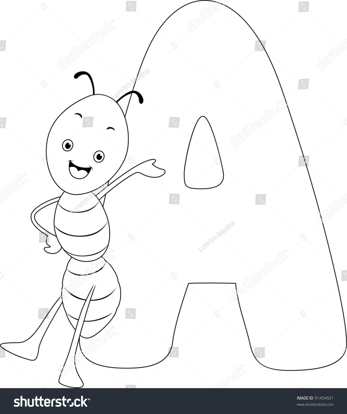 Coloring Page Illustration Featuring An Ant - 91454921 : Shutterstock