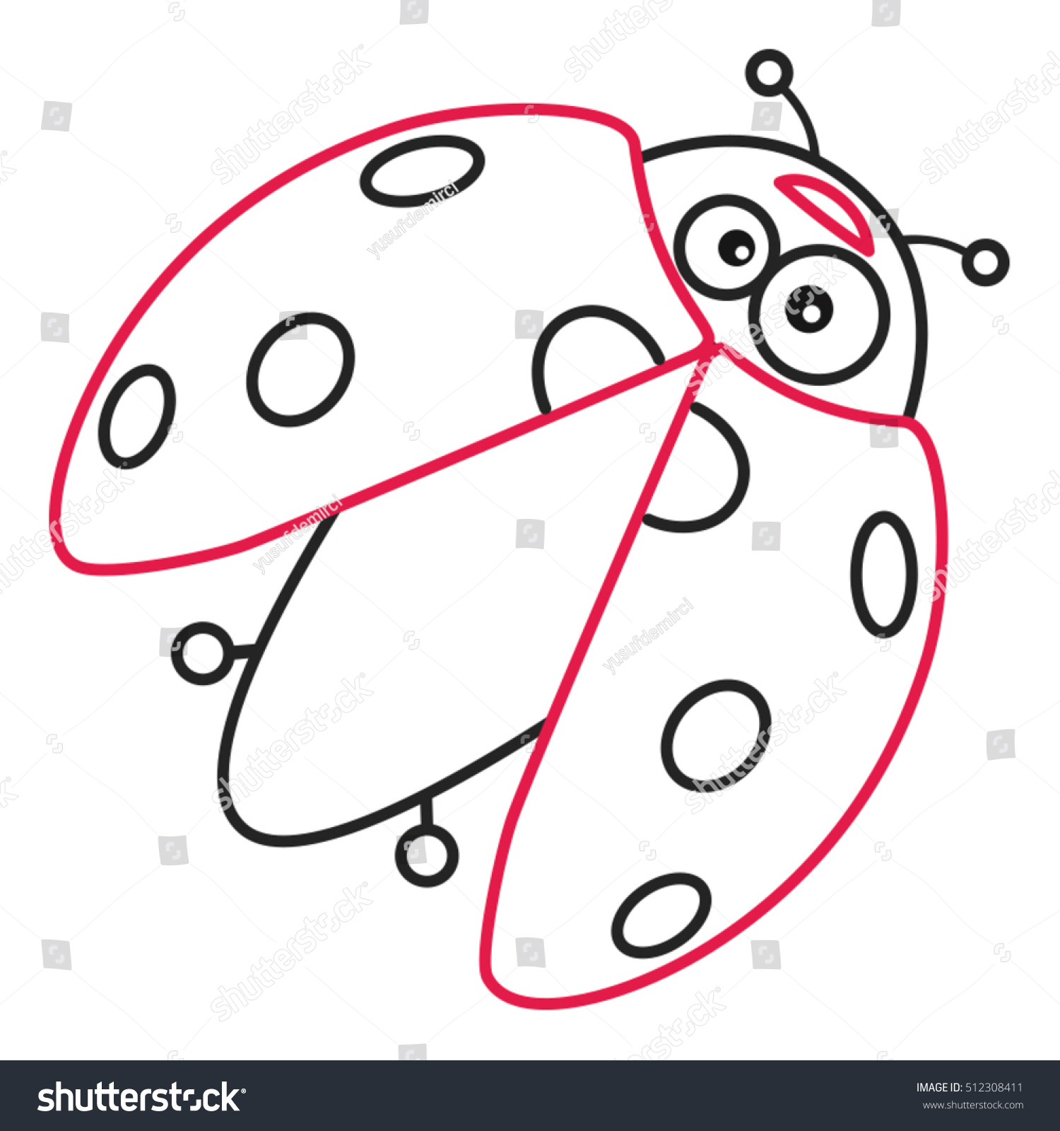 Coloring Page Illustration Cartoon Ladybug Stock Vector (Royalty Free