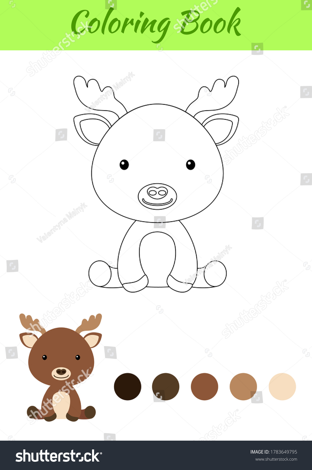 Coloring Page Little Sitting Baby Moose Stock Vector Royalty Free ...