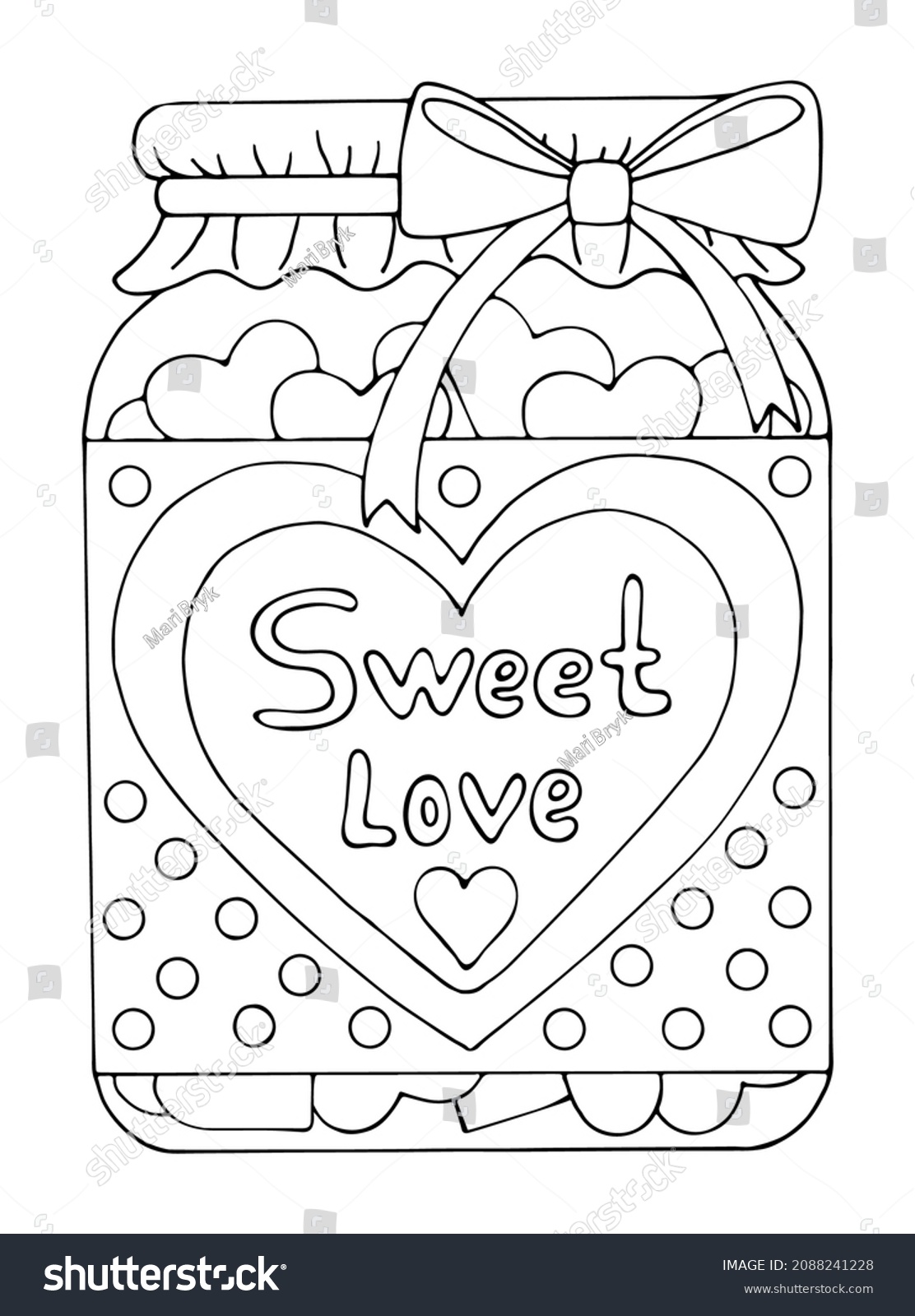 Coloring Page Love Cute Jar Sweet Stock Vector (Royalty Free ...