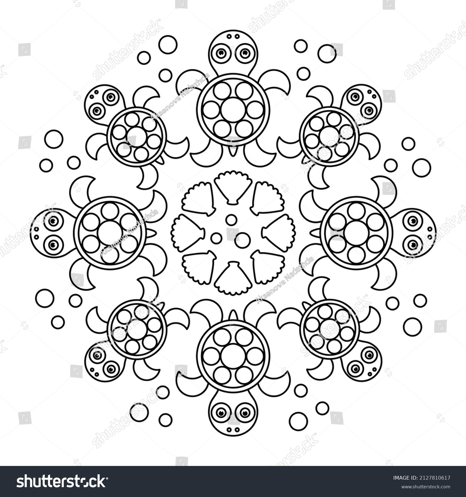 SVG of Coloring page mandala with turtle for children. Vector Illustration on white background. svg