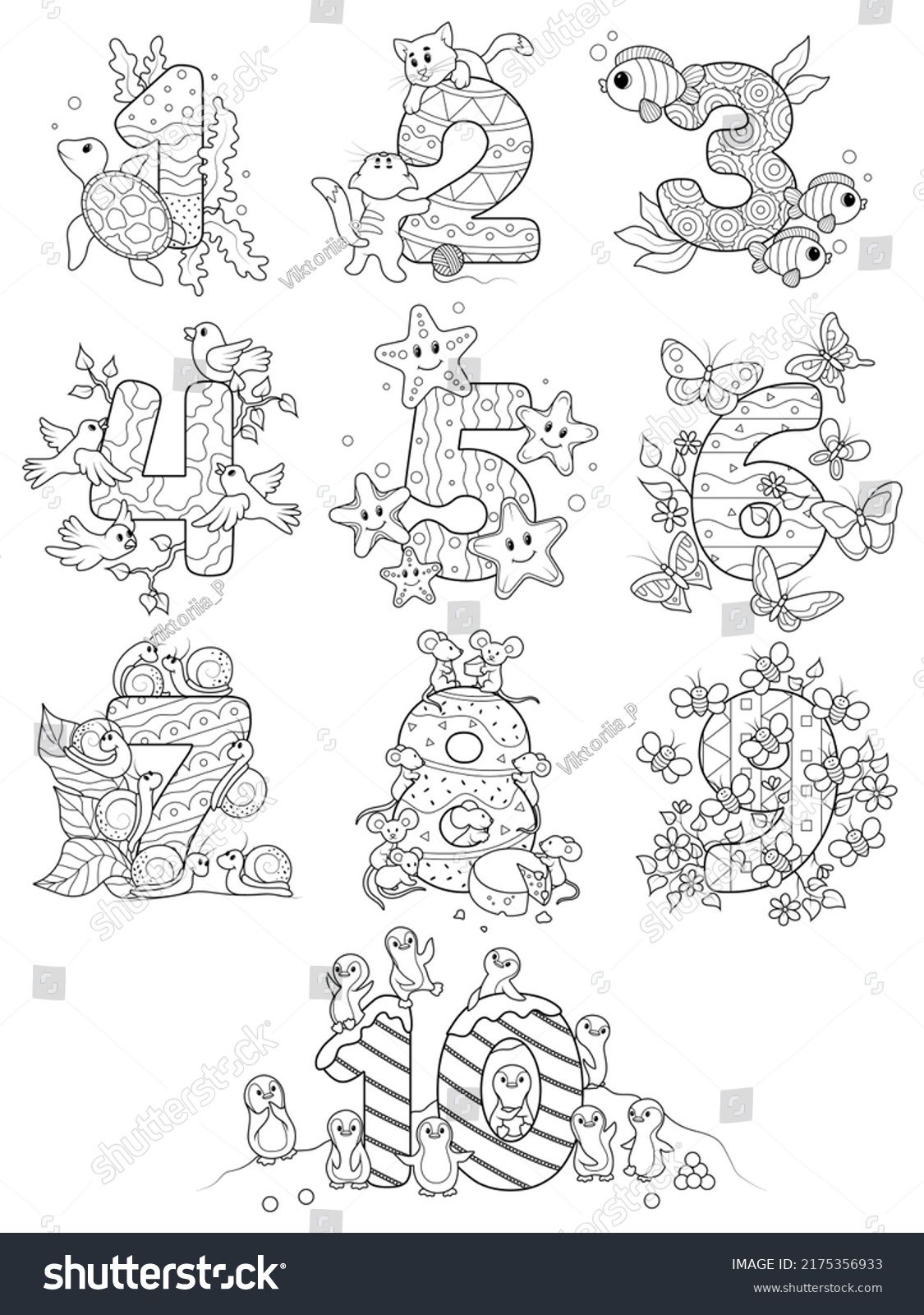 SVG of Coloring page - Numbers. Education and fun for childrens. Printable sheet - 1 to 10. svg