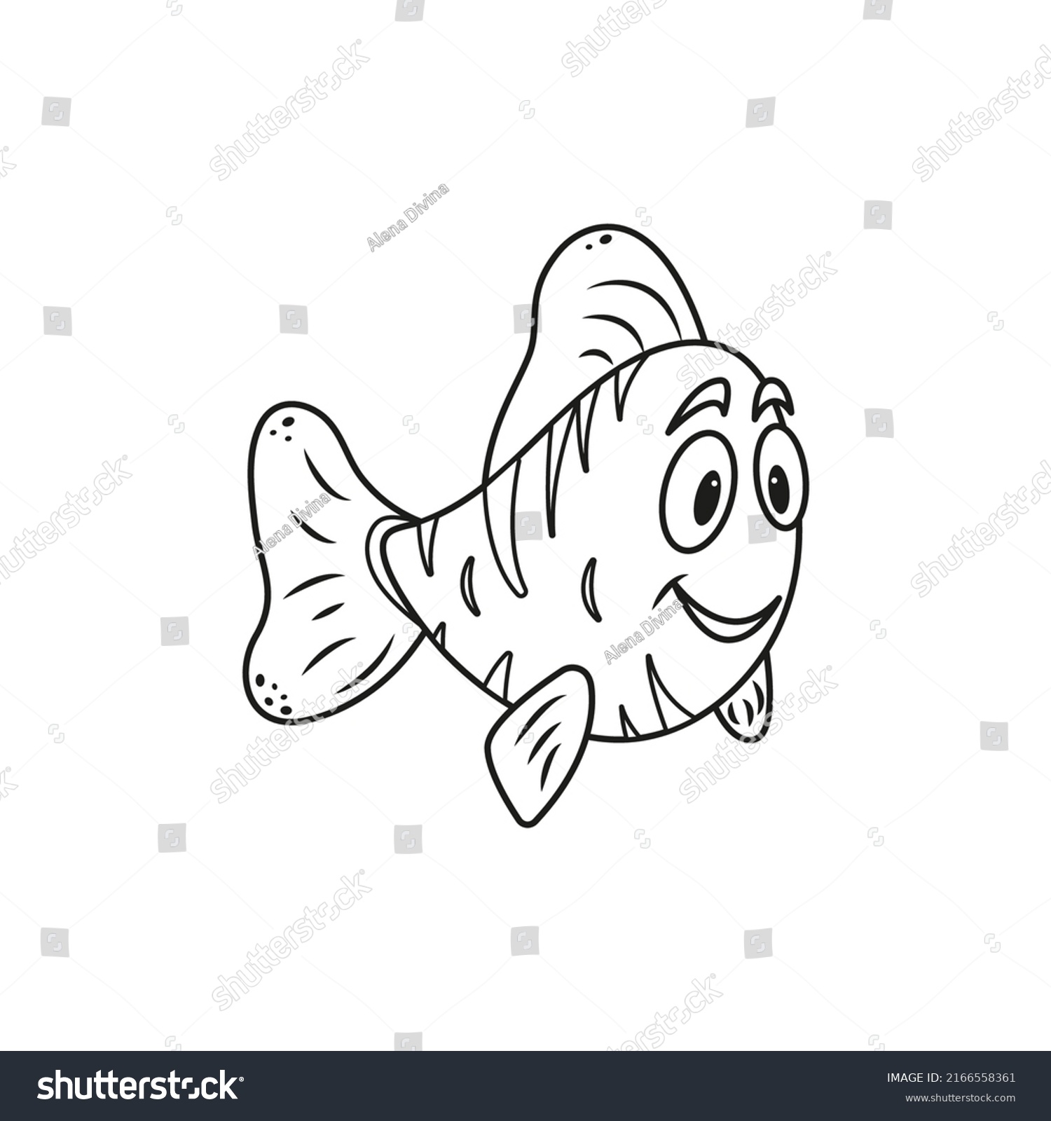 Coloring Page Cartoon Fish Coloring Book Stock Vector (Royalty Free ...