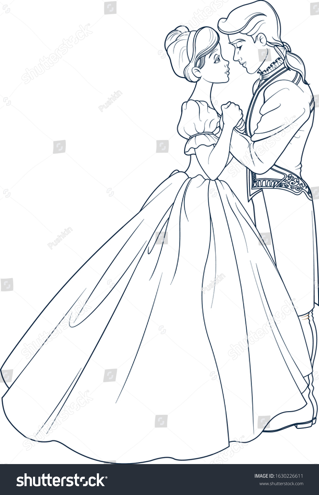 SVG of Coloring page of Cinderella and Prince svg