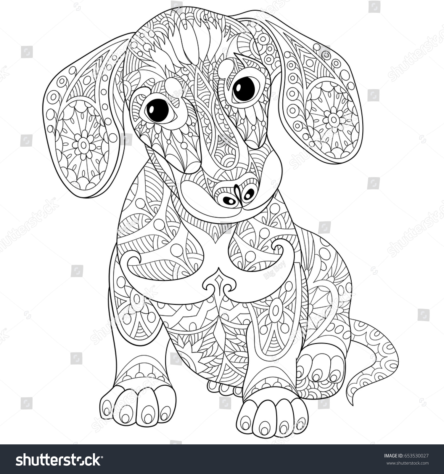 Download Coloring Page Dachshund Puppy Dog Symbol Stock Vector 653530027 - Shutterstock